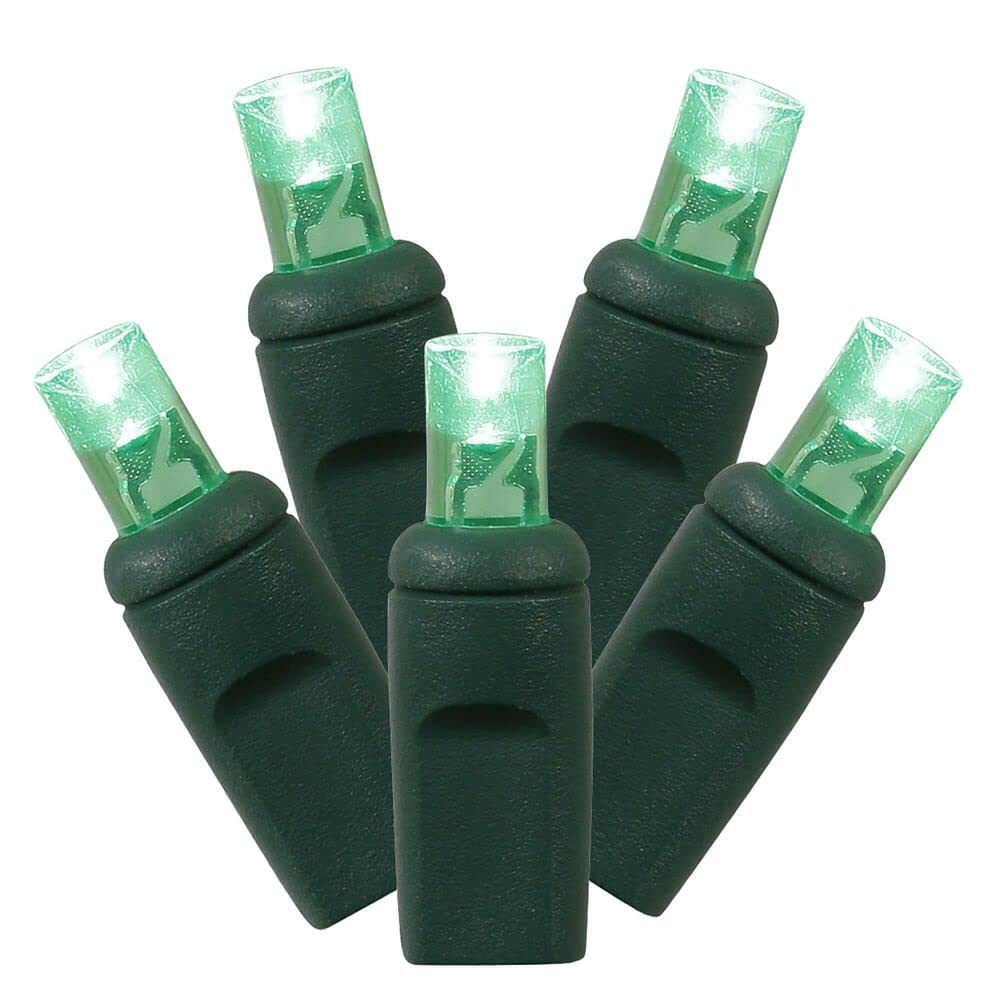 Vickerman 70 Green Twinkle LED Light on Green Wire, 4&quot; Spacing x 24' Long Light Strand.