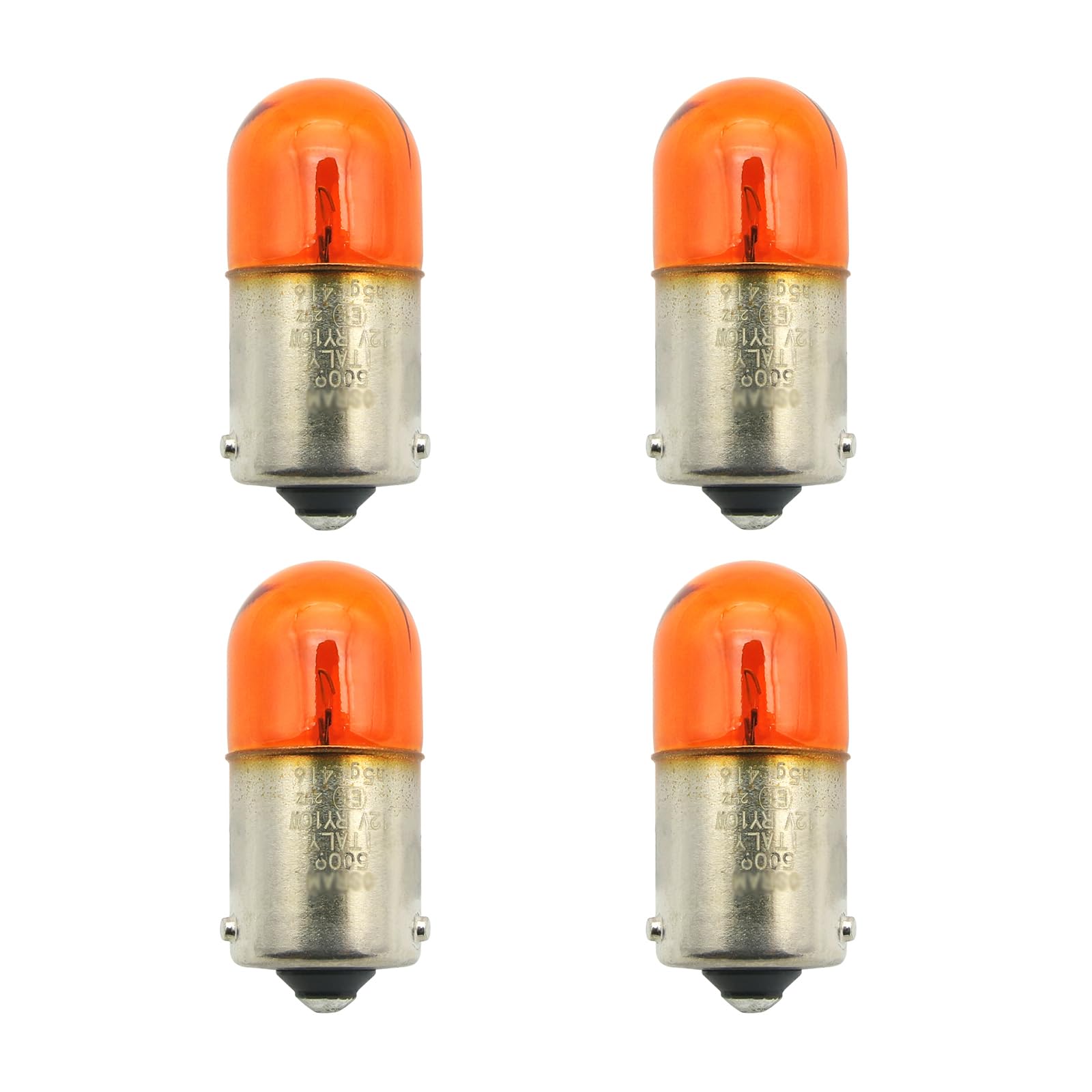 MFC PRO Amber Turn Signal Light Bulbs - 12V RY10W BAU15S - Pack of 4 - Orange
