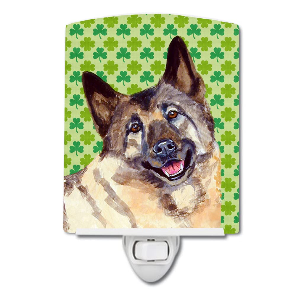 Carolines Treasures Ceramic Night Light, Norwegian Elkhound St. Patricks Day, 6x4x3in, Multicolor, Model LH9218CNL