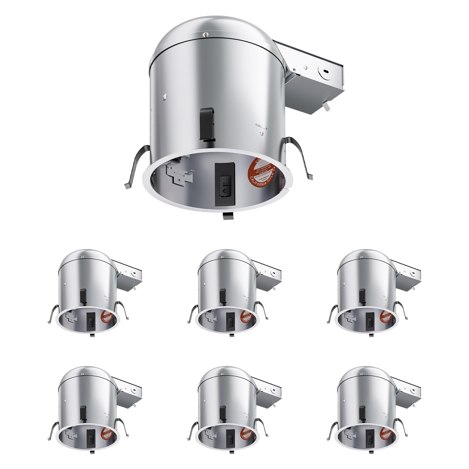 ANYHOME 6 Pack 6 Inch Recessed Lighting Housing Remodel,Can Light Housing,IC Rated & Air Tight,E26 Connector,ETL Listed