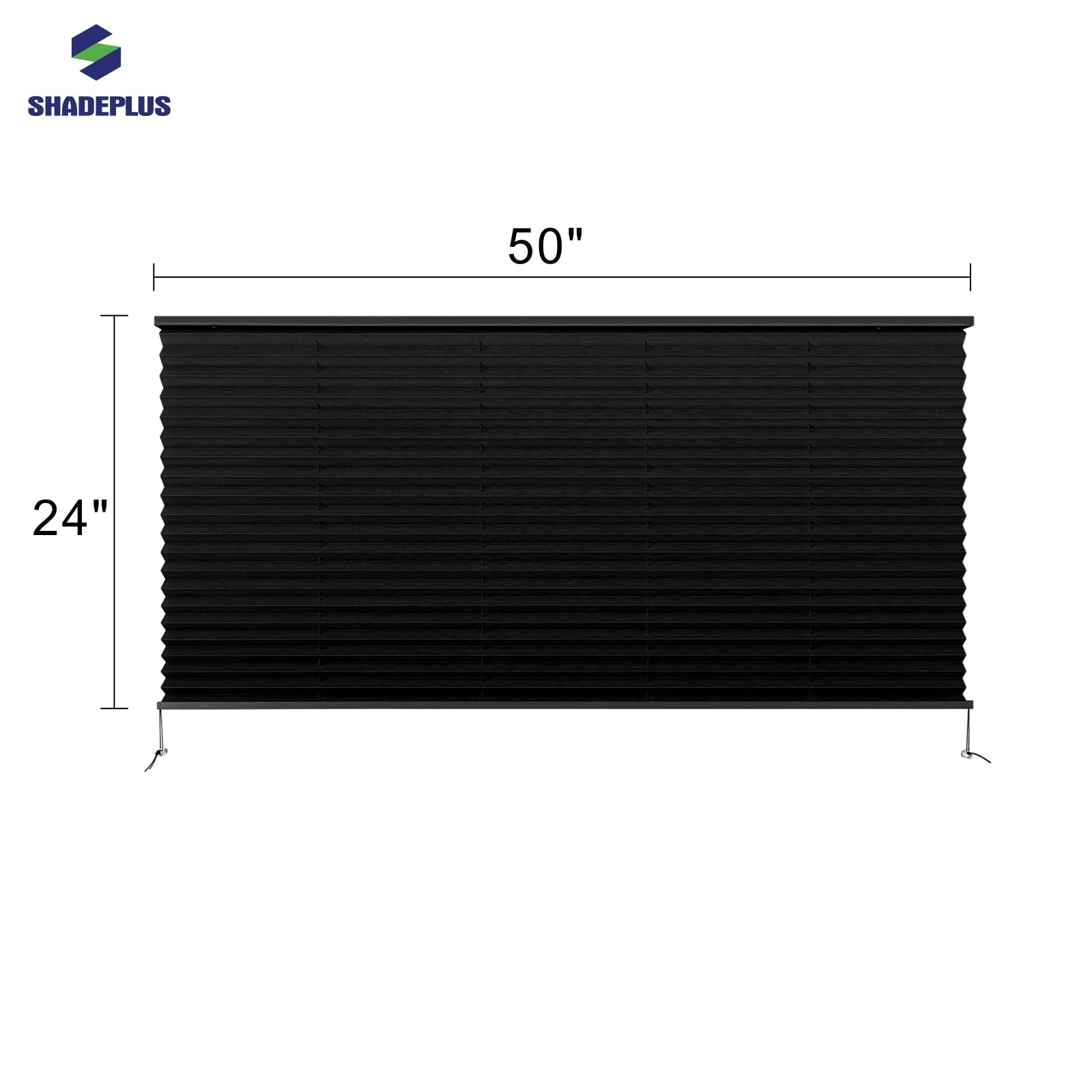 SHADEPLUS RV Pleated Shades, Black, 50in W x 24in H, Polyester Blend, Model NBZL-BLACK-50/24
