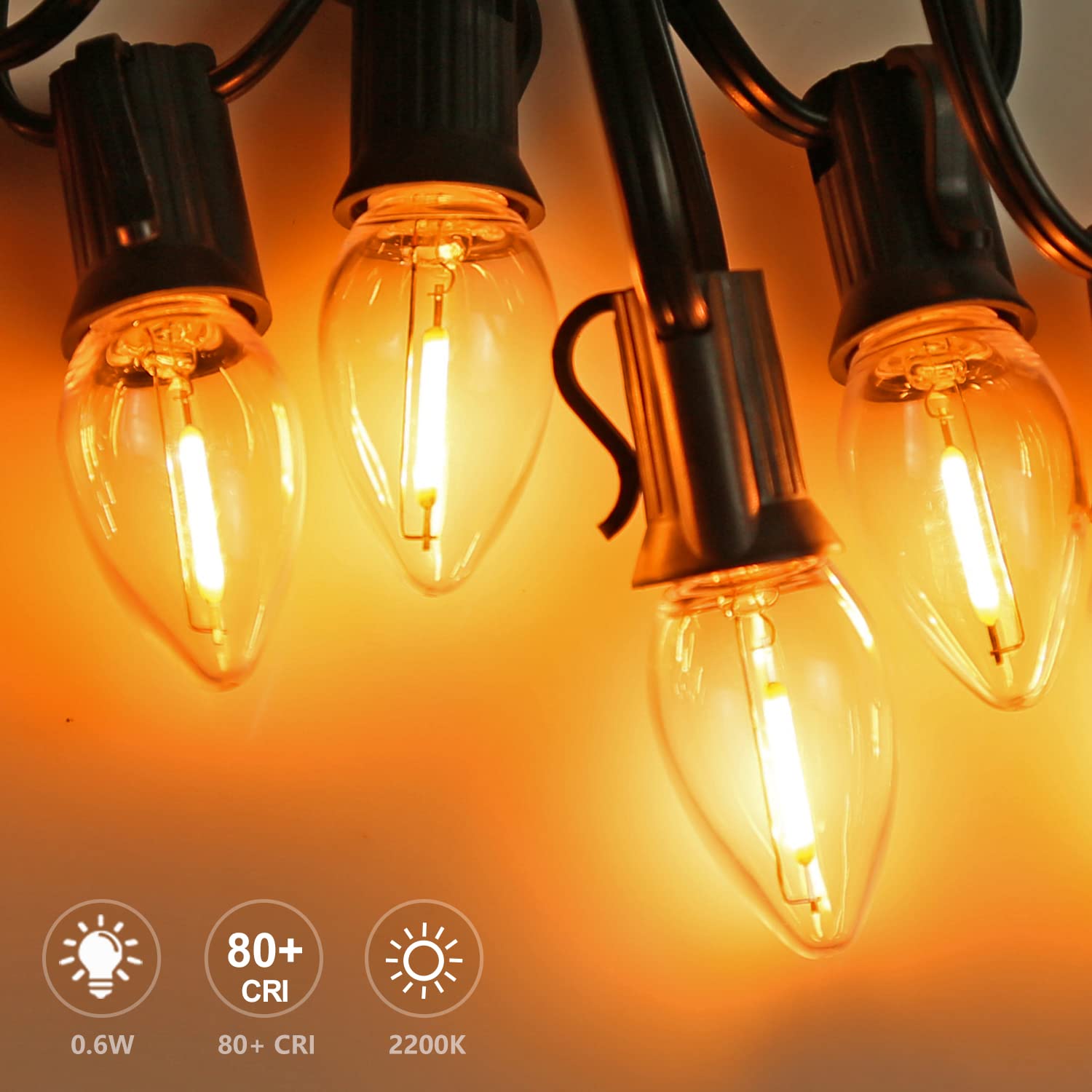 Kly Led Night Light Bulbs, C7 Shatterproof Replacement Led Bulb For String Light, E12 Base Salt Lamp Bulbs, 0.6W Equivalent To 7