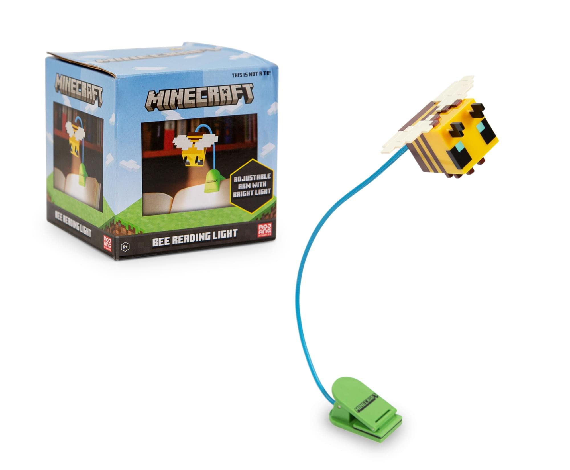 Minecraft Yellow Bee Reading Light with Clip, Adjustable Arm, Night Light for Books and Kindles, Home Decor Essentials