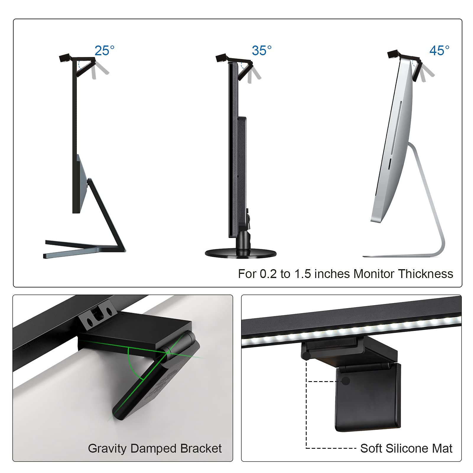 Computer Monitor Light Bar: Flat/Curved Monitor Screen Bar Led Lamp For Eye Caring/Space Saving 16.5 Inch Usb Powered Desk Lamp