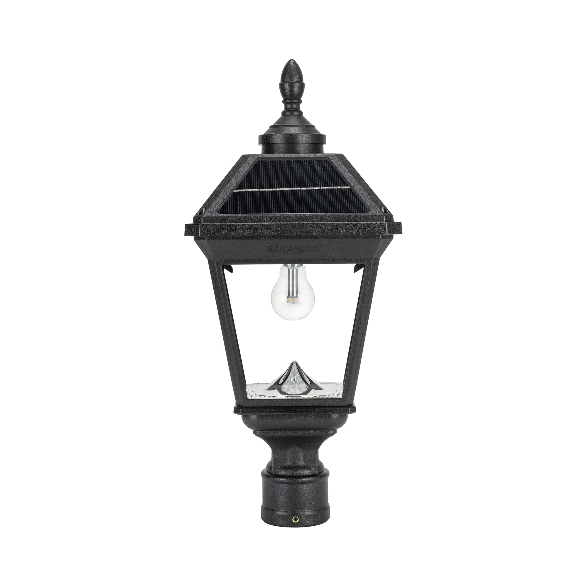 Gama Sonic Imperial Ii Outdoor Post Light, 2700K Warm White, Black Resin, Clear Lens, 3 Fitter, Model 96B50012