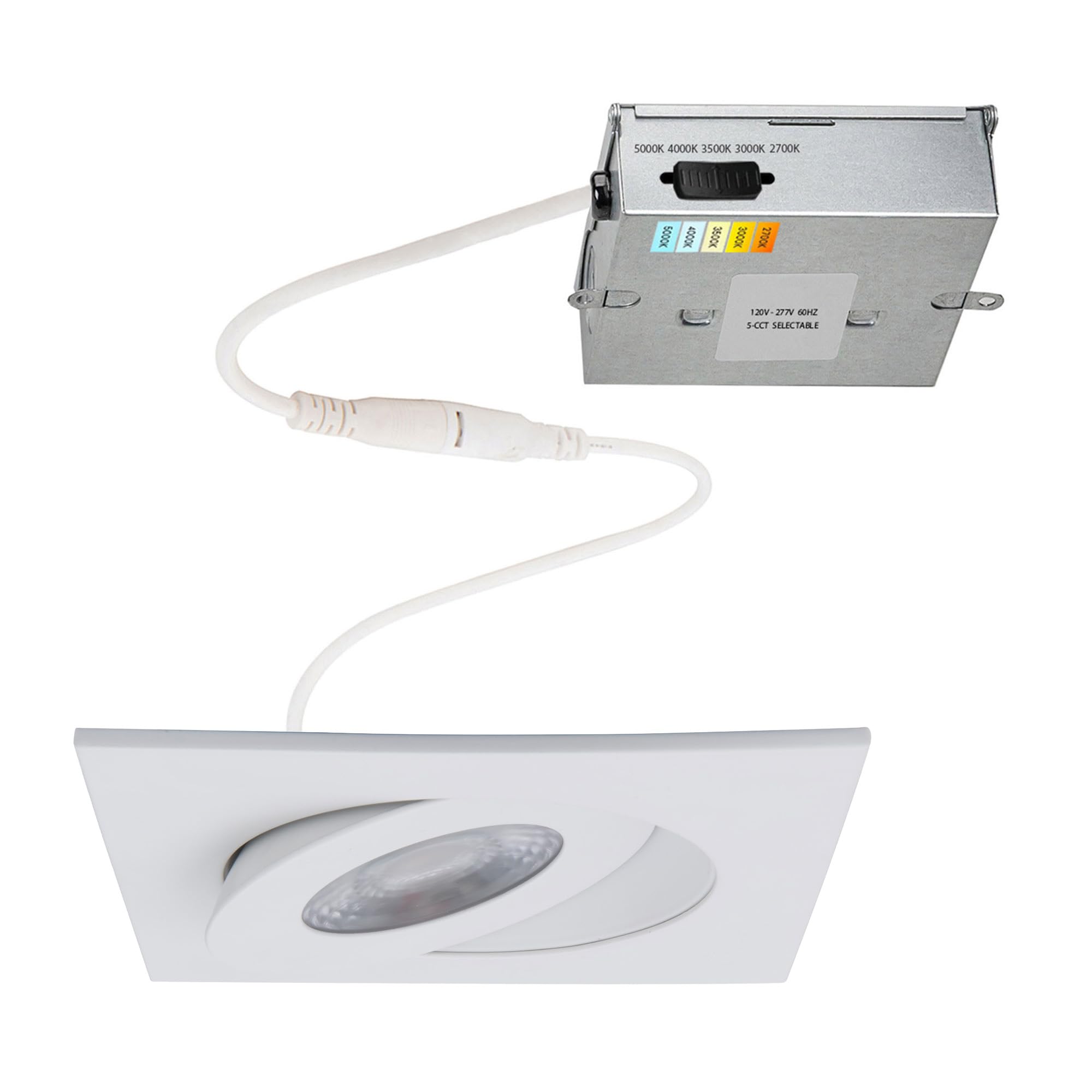 Wac Lighting Lotos 4In Led Square Adjustable 5-Cct Selectable 2700K-3000K-3500K-4000K-5000K Recessed Kit In White