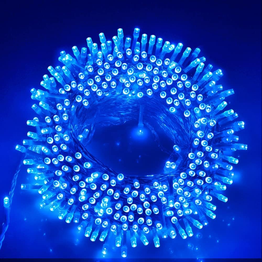 VTECHOLOGY 170Ft 500LED Blue Christmas Lights Plug in,Waterproof Christmas Tree Lights,8 Modes String Lights Indoor Outdoor for Halloween Tree Party Bedroom Garden Decor