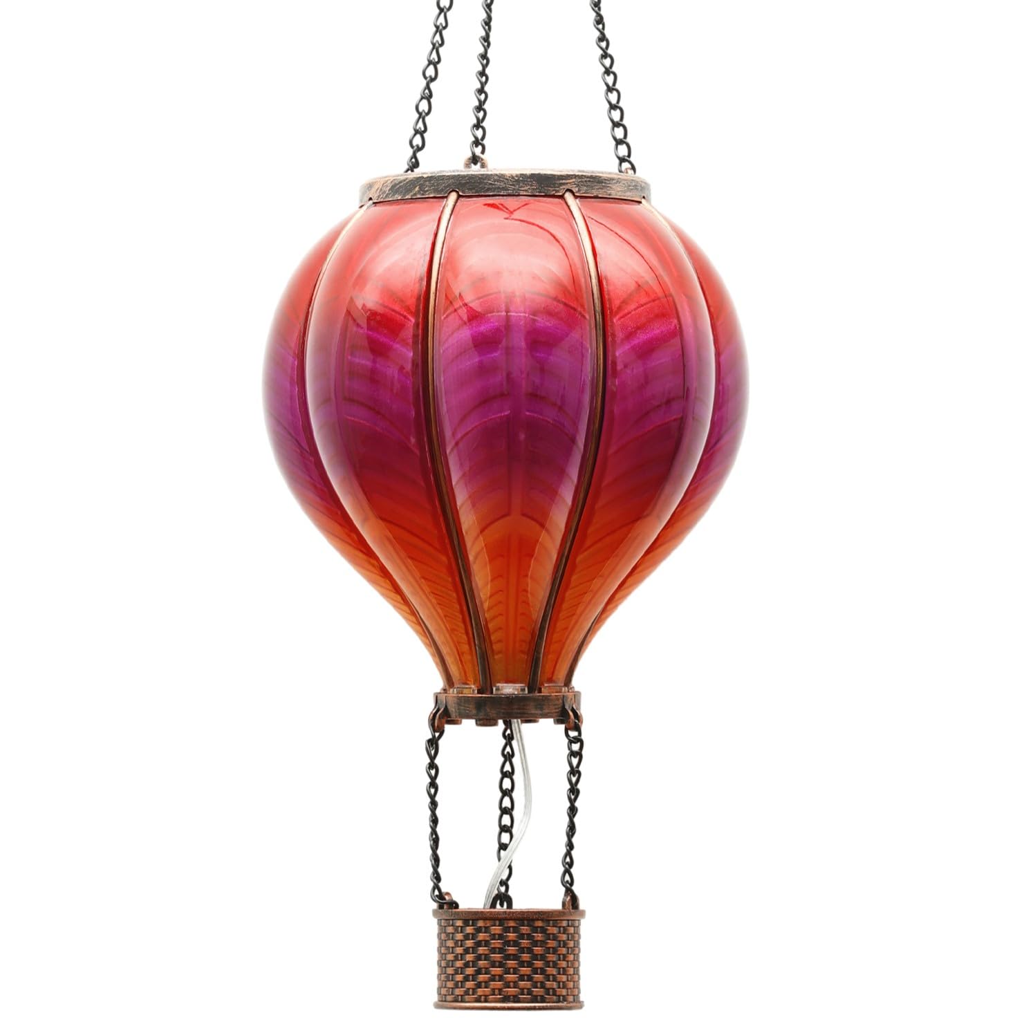 Teresa'S Collections Red Hot Air Balloon Solar Lantern - Flickering Flame Outdoor Decor