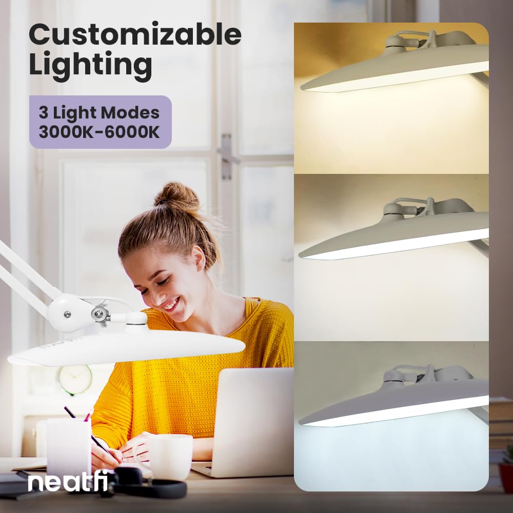 Neatfi XL LED Task Lamp 2200 Lumens Dimmable 4-Level Brightness CCT White Model 9501LED