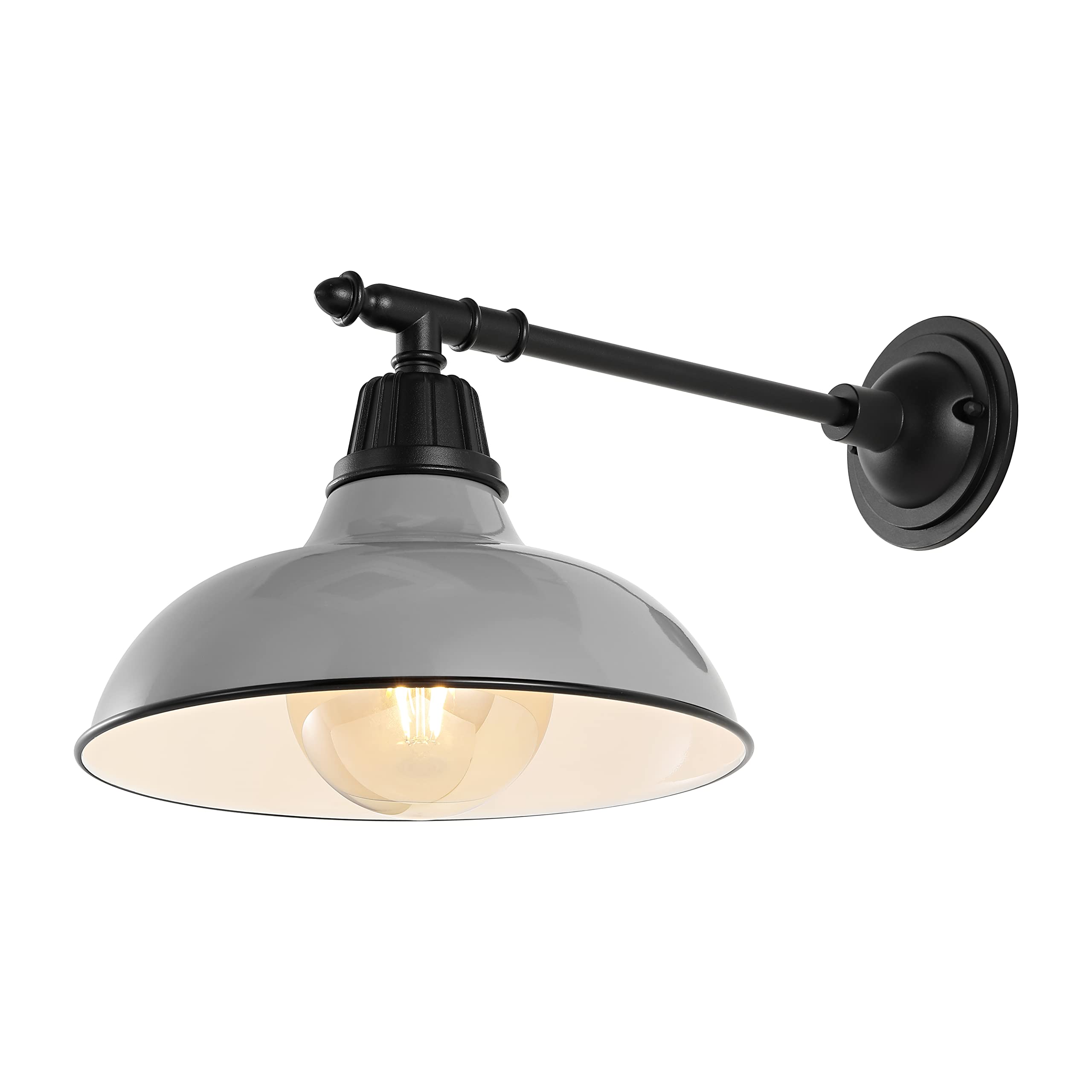 JONATHAN Y 1-Light Farmhouse Sconce Metal Bowl Shade 12.25in Gray/Black Model JYL7615D Indoor/Outdoor Lighting
