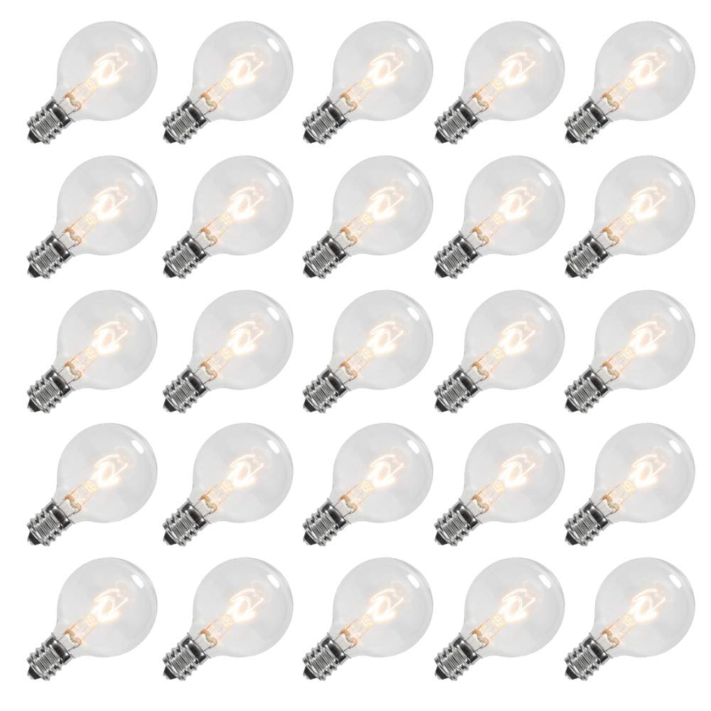 GOOTHY G40 Clear Globe Replacement Light Bulbs, E12 Base, 120V 5W, Warm White, 25 Count
