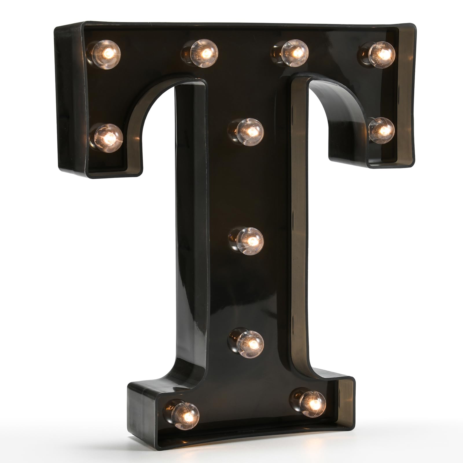 Oycbuzo Light Up Black Letter T - Led Marquee Sign For Home, Bar, Party & Wedding Decor