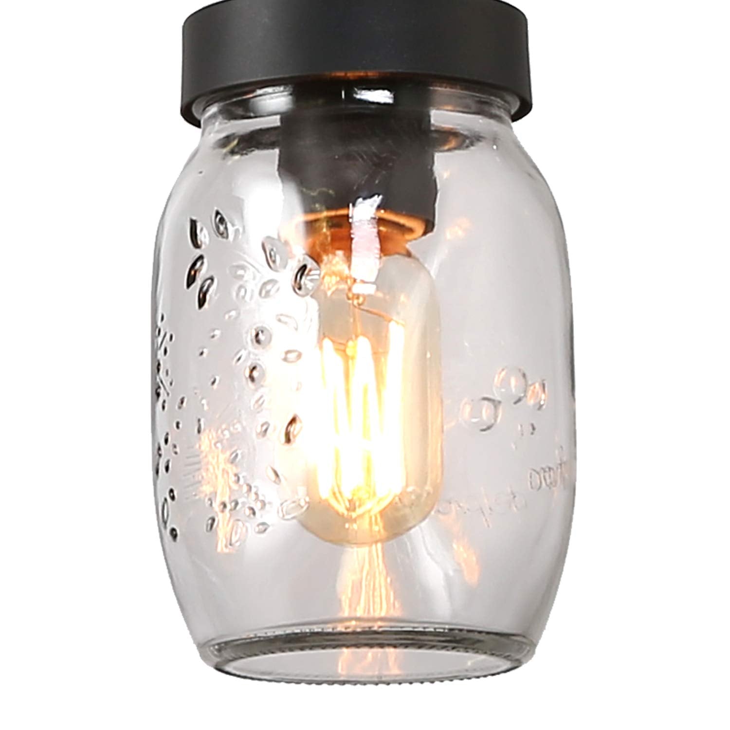 LOG BARN Rustic 4-Light Mason Jar Chandelier, Farmhouse Metal Pendant for Kitchen Island, Dining Room