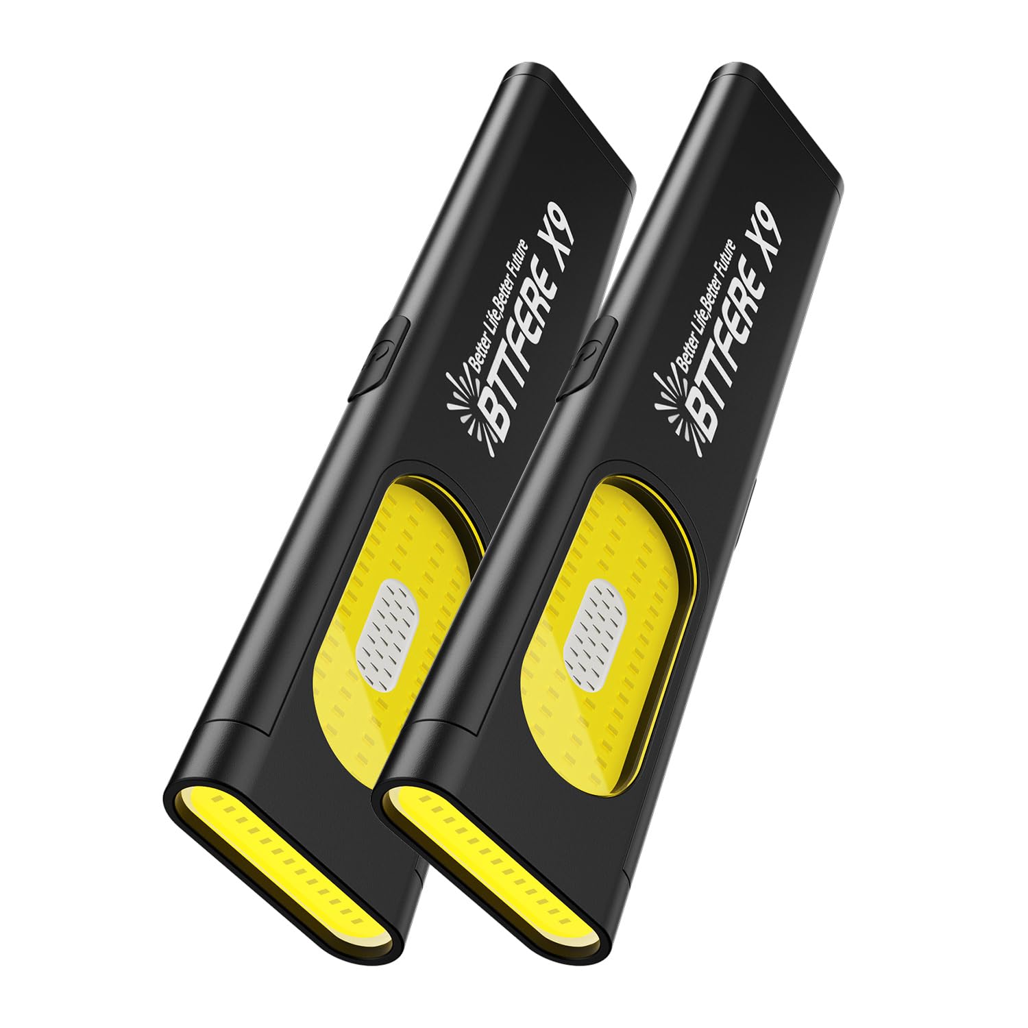 Bttfere 2 Pack Pocket Flashlight EDC Clip Light with Magnetic Base - 675 Lumen Rechargeable Slim Flat IPX4 Waterproof Dual Modes