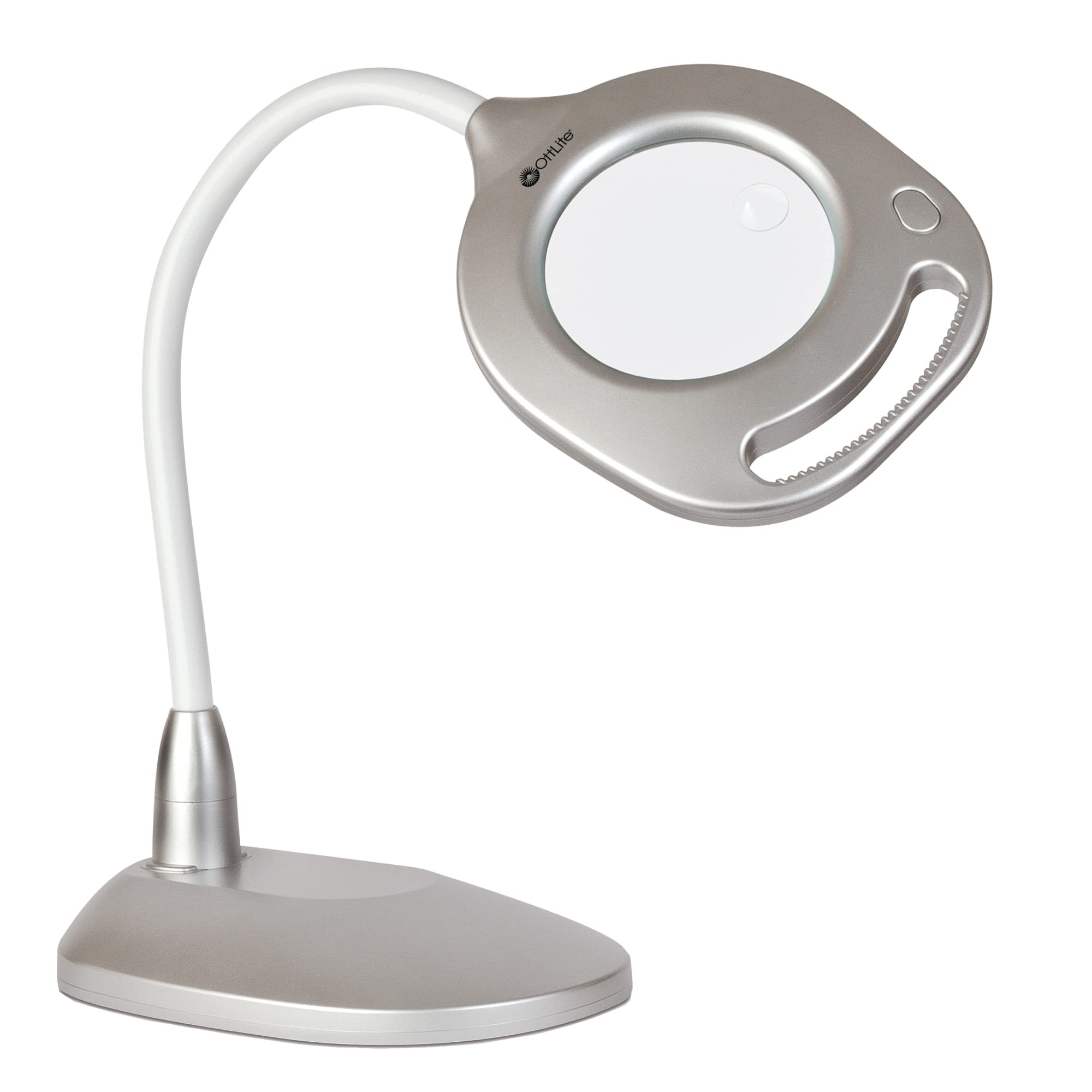 Ottlite 2-In-1 Led Magnifier Floor & Table Light, Clearsun, Silver, Retail