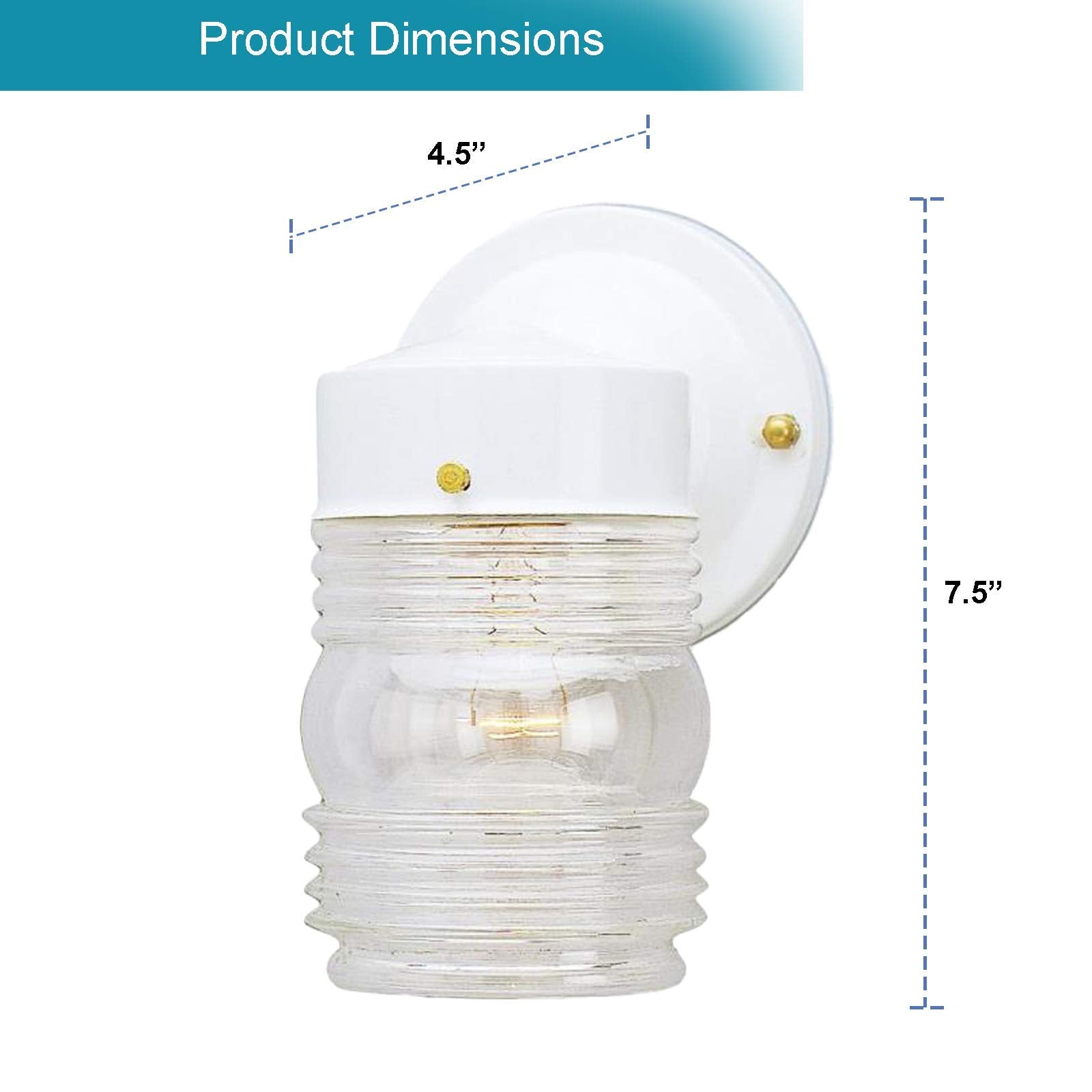 Ciata Outdoor Porch Light Lantern Sconce, Metal, White, 2 Pack