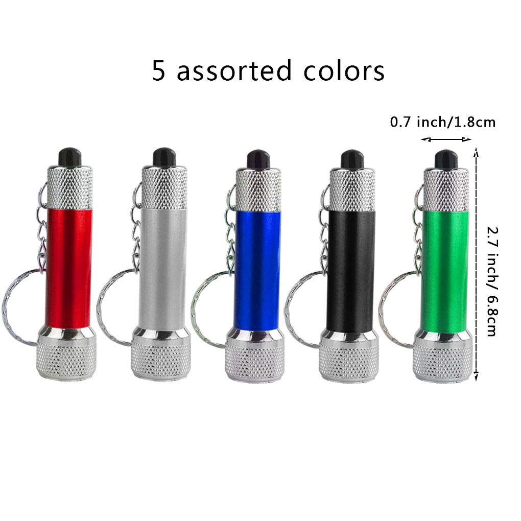 Bantoye Mini LED Flashlights, 20 Packs, 2.7 Inch Keychain, Aluminum, Green, Model CQC001
