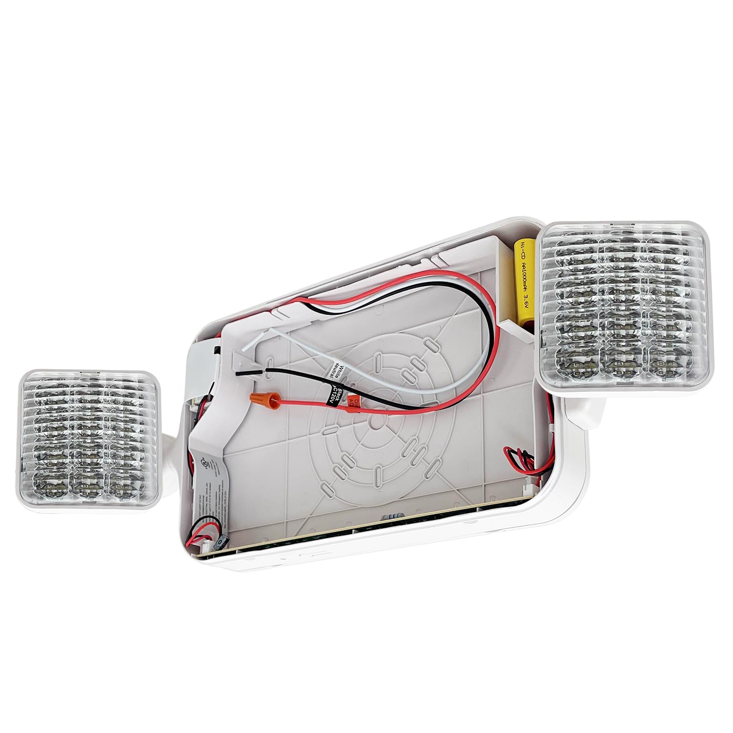 Lfi Lights | Combo Red Exit Sign With Emergency Lights | White Housing | All Led | Two Adjustable Square Heads | Hardwired With