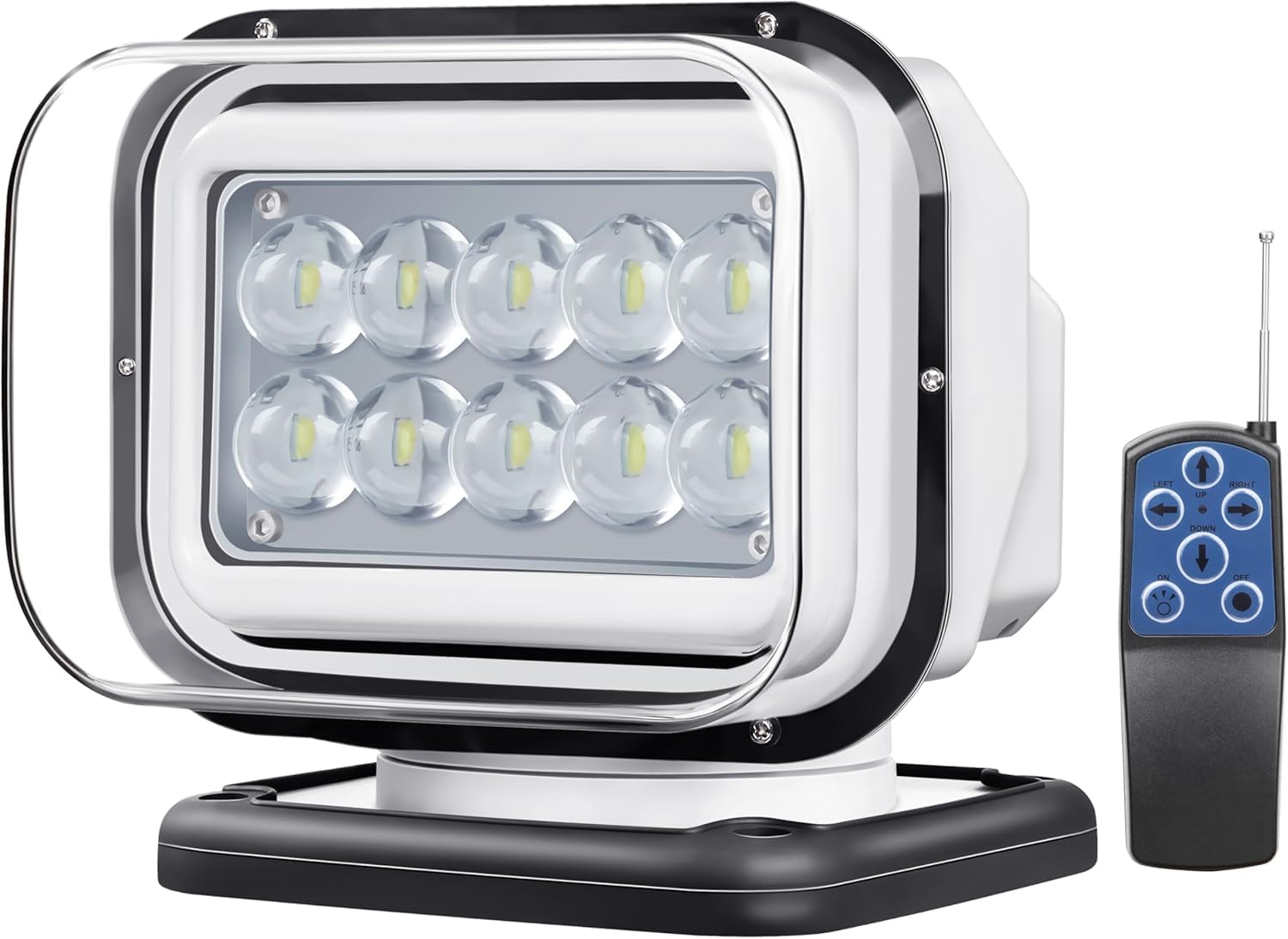 LED Searchlight for Boat  Remote Control Marine Search Light 50W 5000lm Hunting Searching 360 Rotating  6000K LED Spotlight Spot Beam Light 12V 24V  6 Strong Magnets Built-in