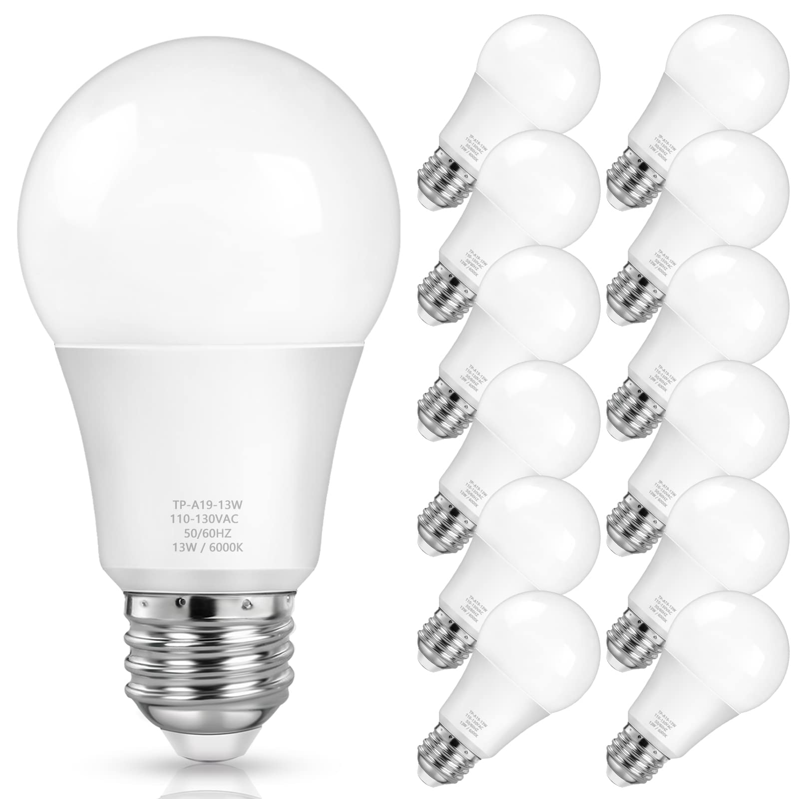 Maxvolador A19 Led Light Bulb, 100 Watt Equivalent, 6000K Daylight Deluxe Led Bulb, 1500 Lumens, E26 Standard Base, No Dimmable,