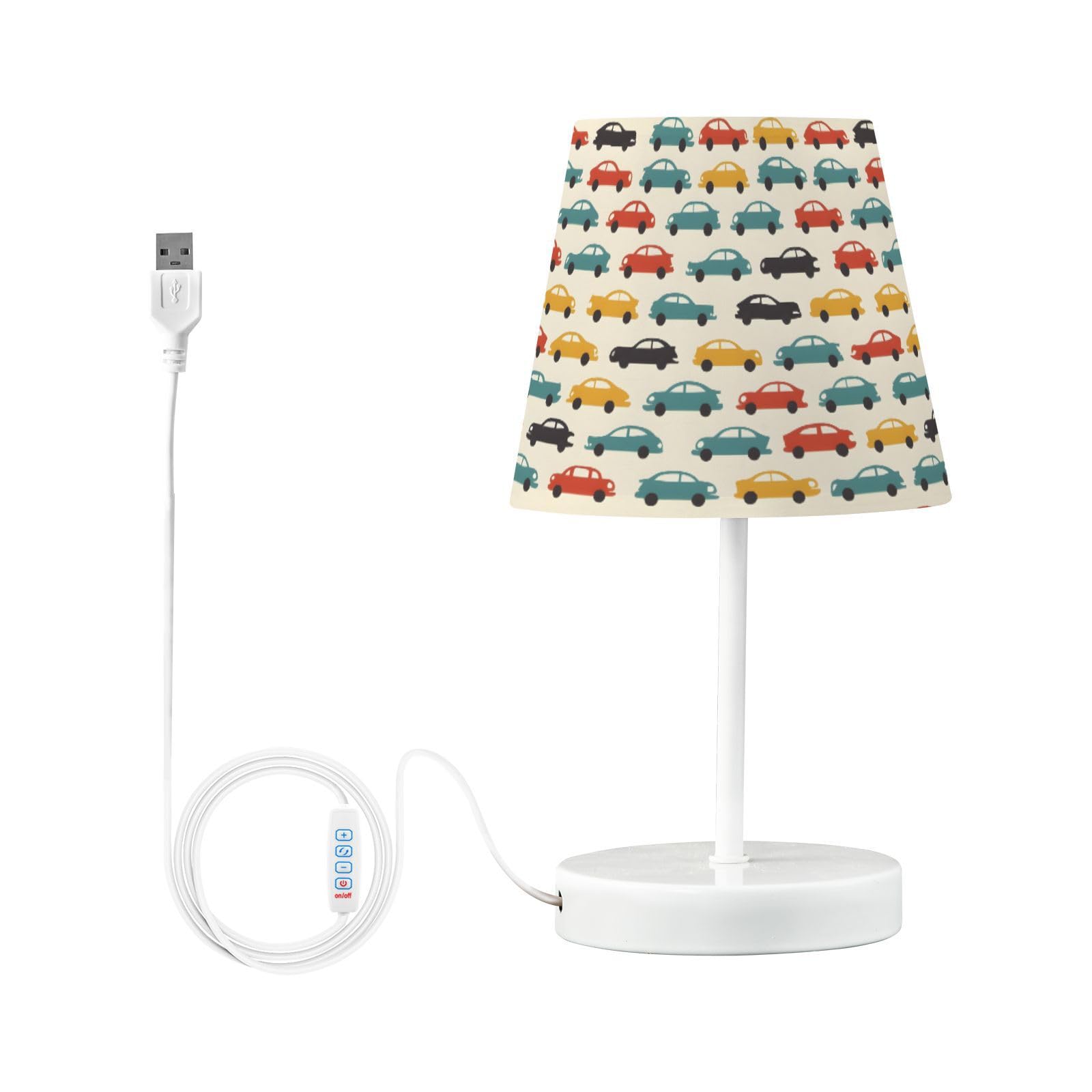 BOENLE Bedside Lamp Cars Retro Table Lamp Bedroom LED Nightstand Desk Lamp Lampshade for Sleeping Living Room Dorm Office
