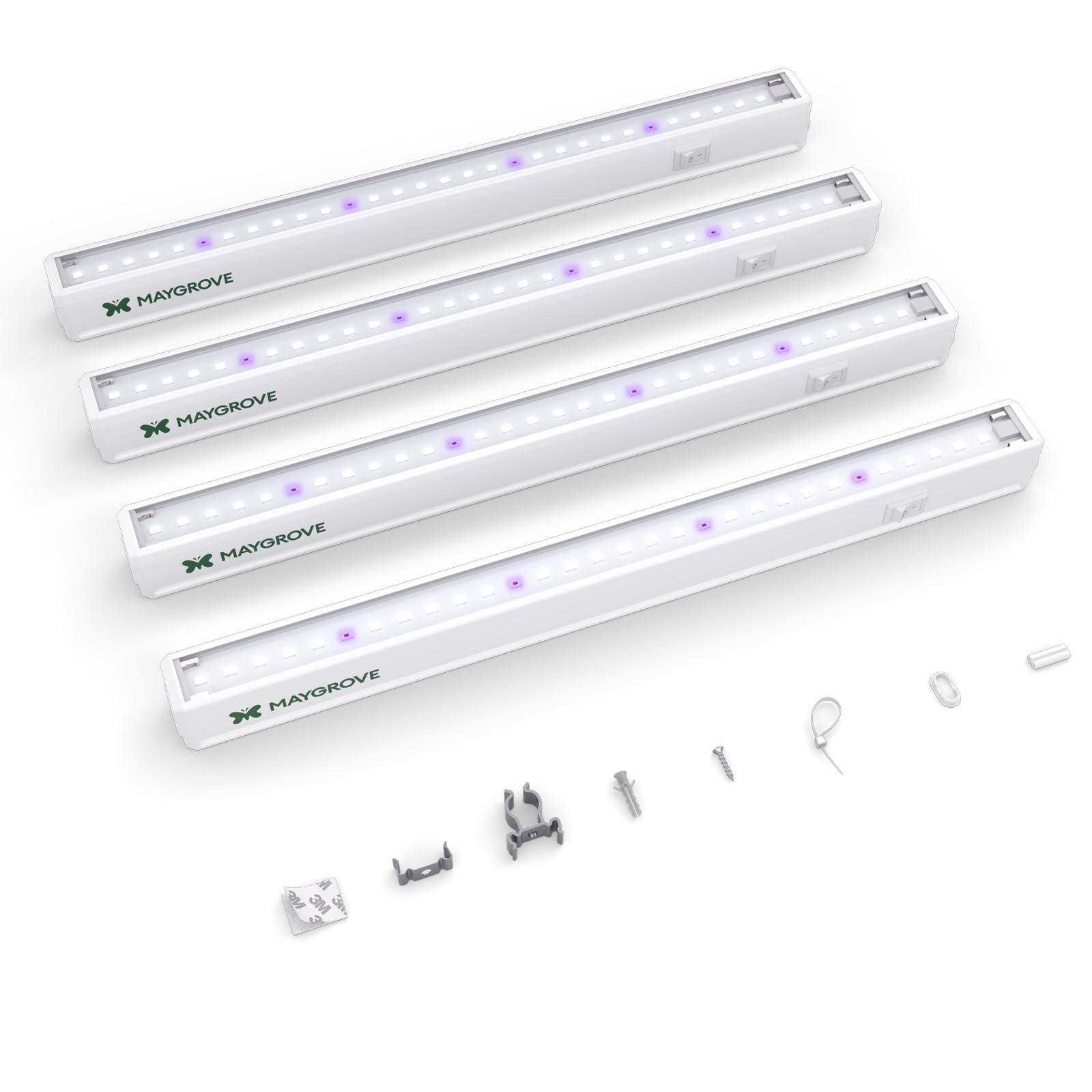 Maygrove Grow Lights for Indoor Plants 1FT  Blue-Rich Full Spectrum 5000K Grow Light  28W(4 x 7W)  T5 LED Grow Light Bands for Succulents  High PPFD  Linkable  White  4-Pack