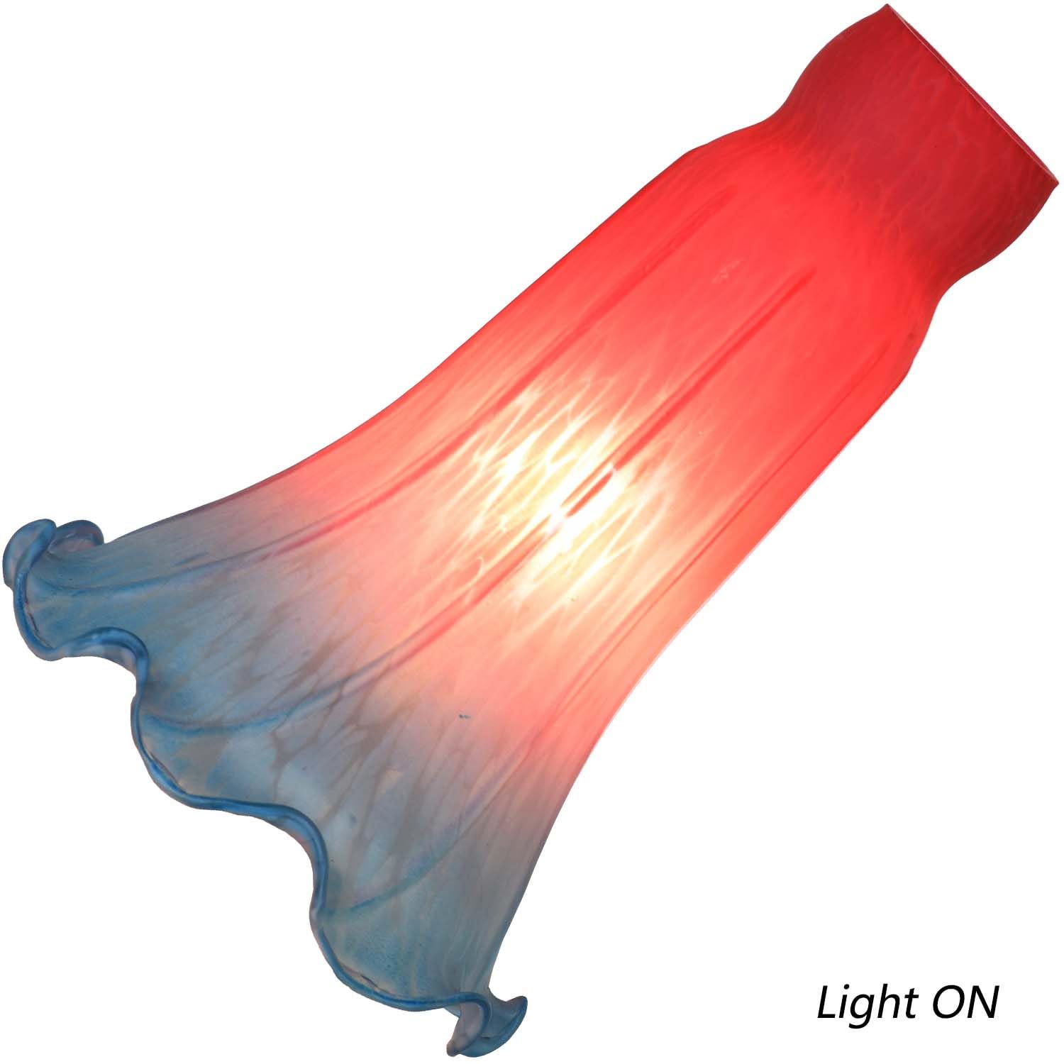 Bieye Ls67 Lily Flower Blown Glass Lampshade (Red Blue, Opening I.D. 1.26'' X O.D. 1.5'')