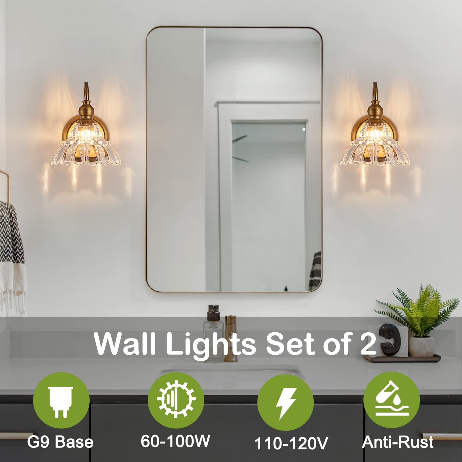 Tlolgt Vintage Bronze Wall Sconce Gold Wall Light Made Of Electroplated Copper Body And Pressed Patterned Glass Retro Vanity Light For Bedroom, Bathroom, Doorway, Foyer, Hallway Light