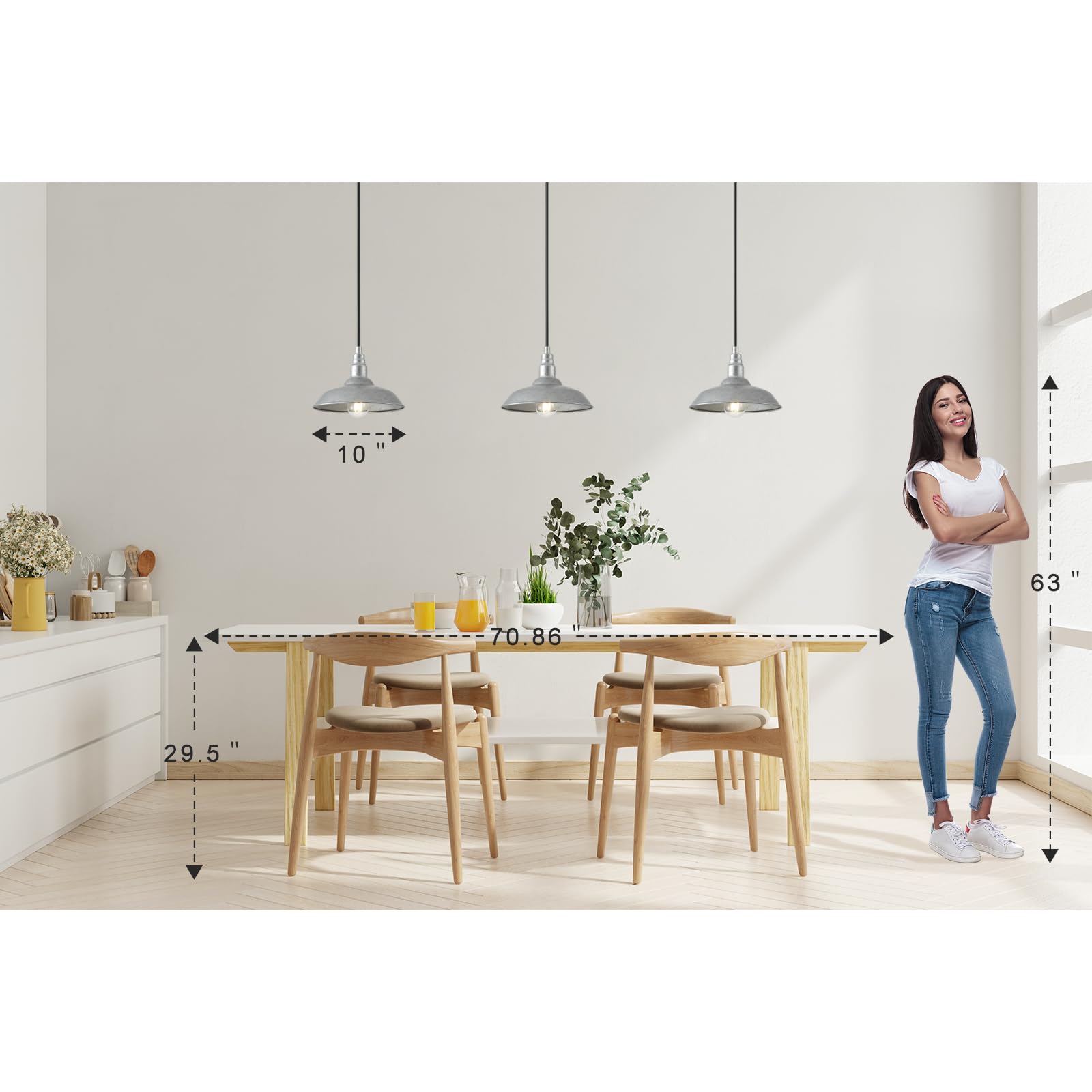 Goalplus 10 Inch Farmhouse Style Pendant Light Galvanized Steel Barn Dome Hanging Lights Indoor Kitchen Light Fixture With Ceili