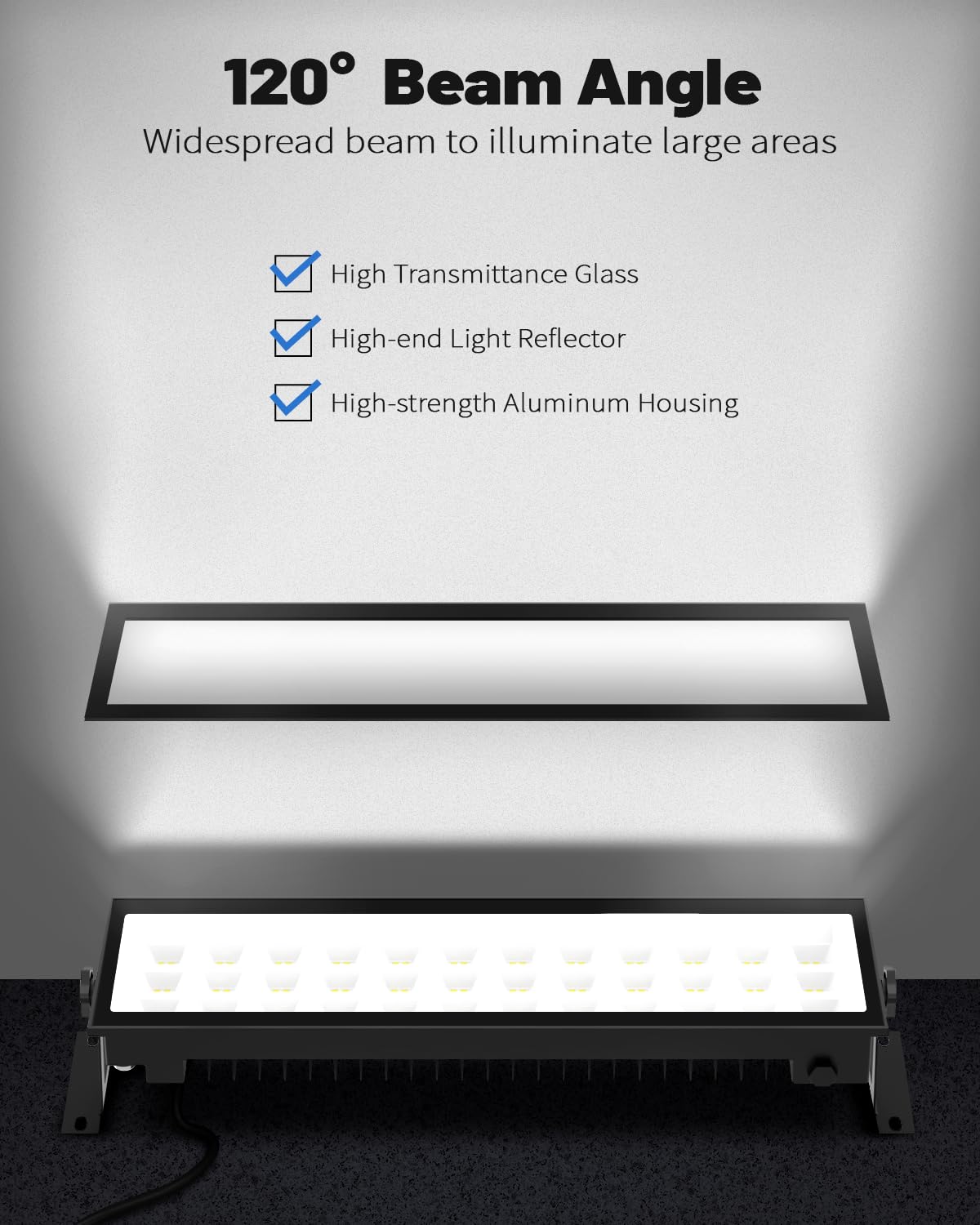 Agrantop 2 Pack Plug In Led Shop Lights - 100W 15000Lm Aluminum Garage Light W/ 9.84Ft Power Cord, Ip66 Waterproof Shop Lights For Garage, Workshop, Warehouse (Built-In On/Off Switch)