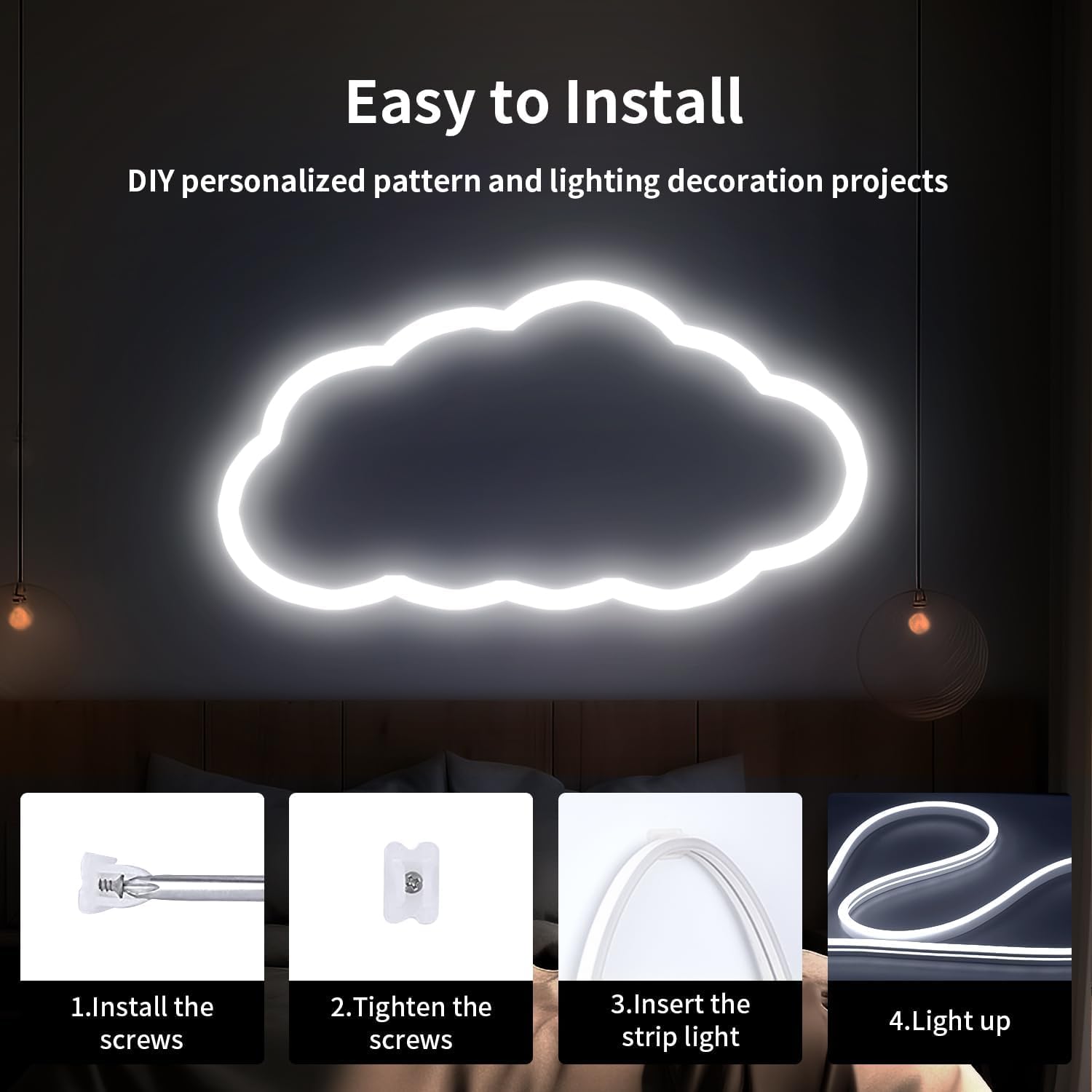 iNextStation LED Neon Rope Light 12V 16.4ft Waterproof Dimmable Flex Silicone White for Indoor Home Decor