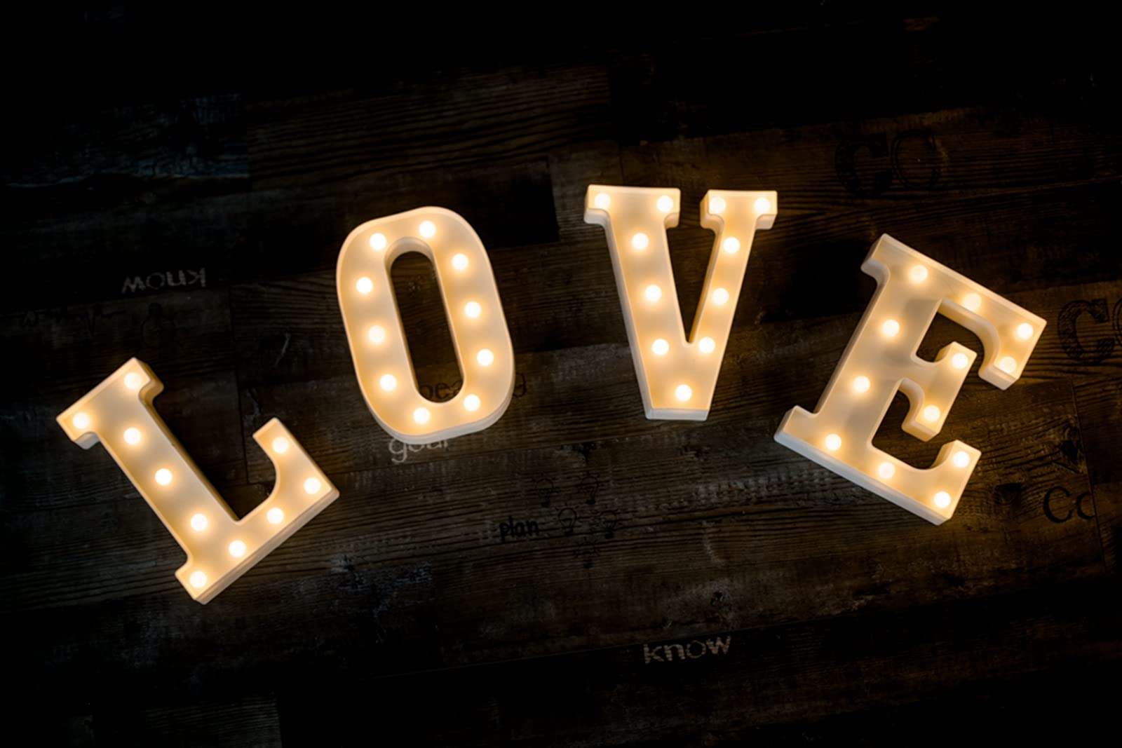 Foaky Led Letter Lights Sign Marquee Light Up Letters Sign For Night Light Wedding/Birthday Party Battery Powered Christmas Lamp Home Bar Decoration(F)