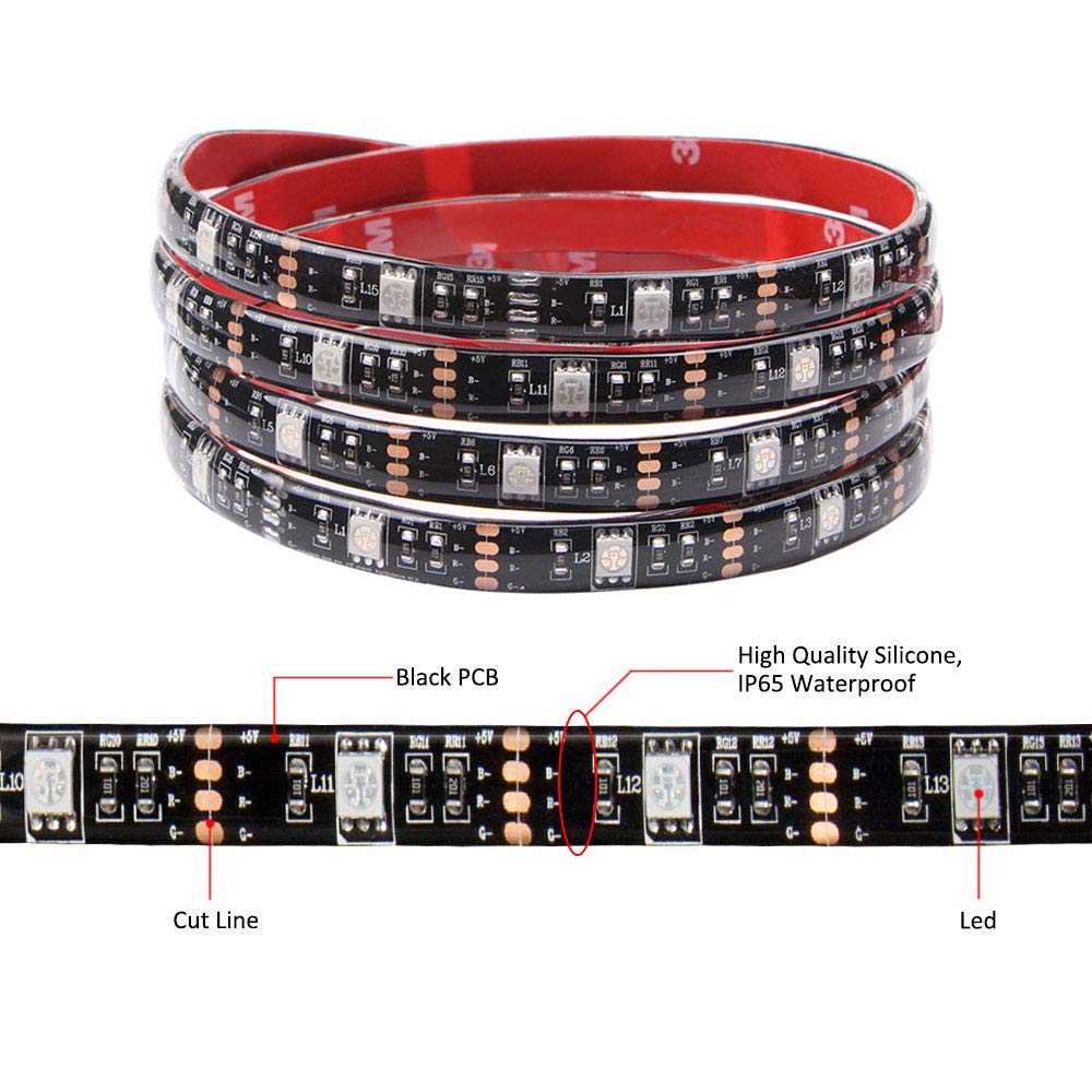 Abtong Led Strip Lights Battery Powered Rgb Led Strip Rope Lights Waterproof Led Lights With Remote Control Flexible Led Strip L