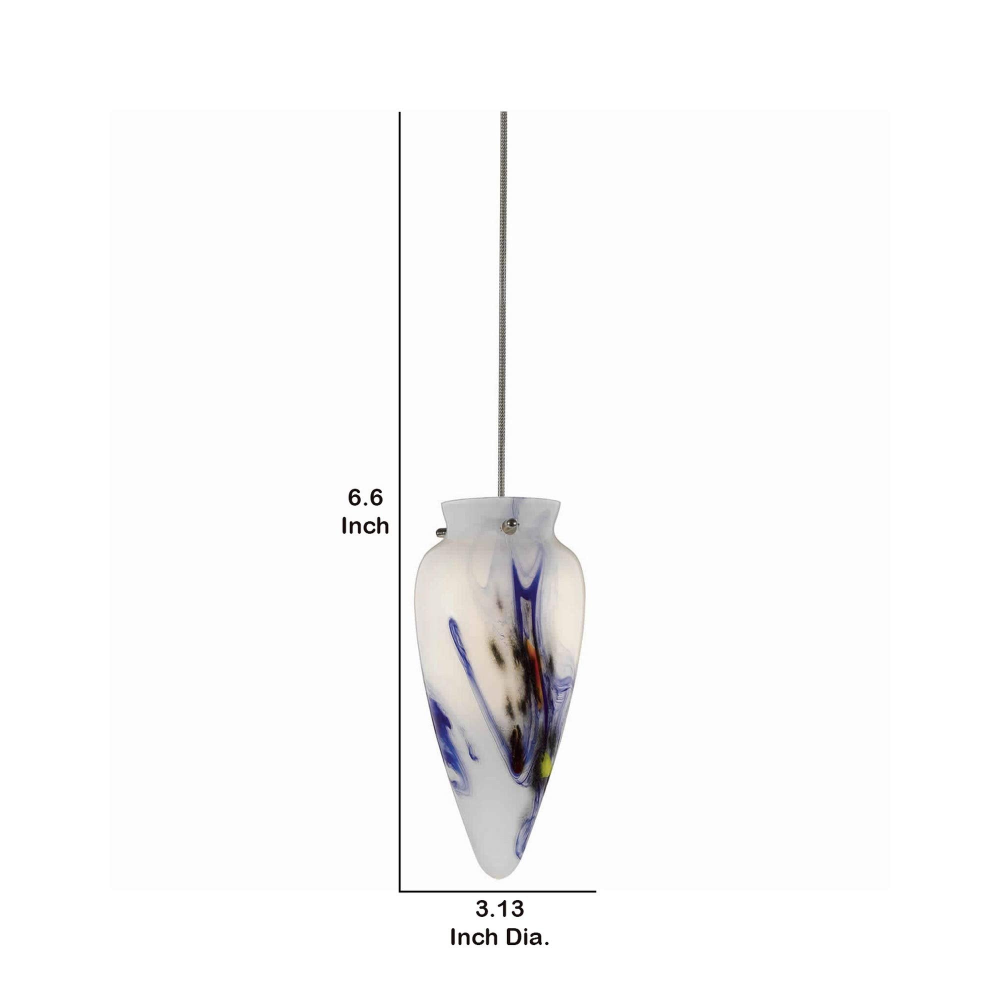 Benjara Bm223615 Tapered Design Glass Shade Pendant Lighting With Cord, White