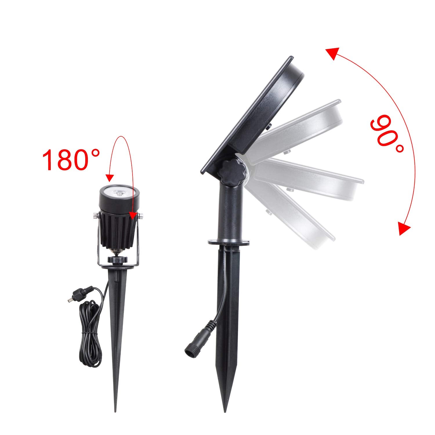 T-Sun Solar Spotlights, Outdoor Led Solar Lights, Waterproof Auto On/Off Solar Wall Lights For Garden,Driveway, Pathway, Pool Ar