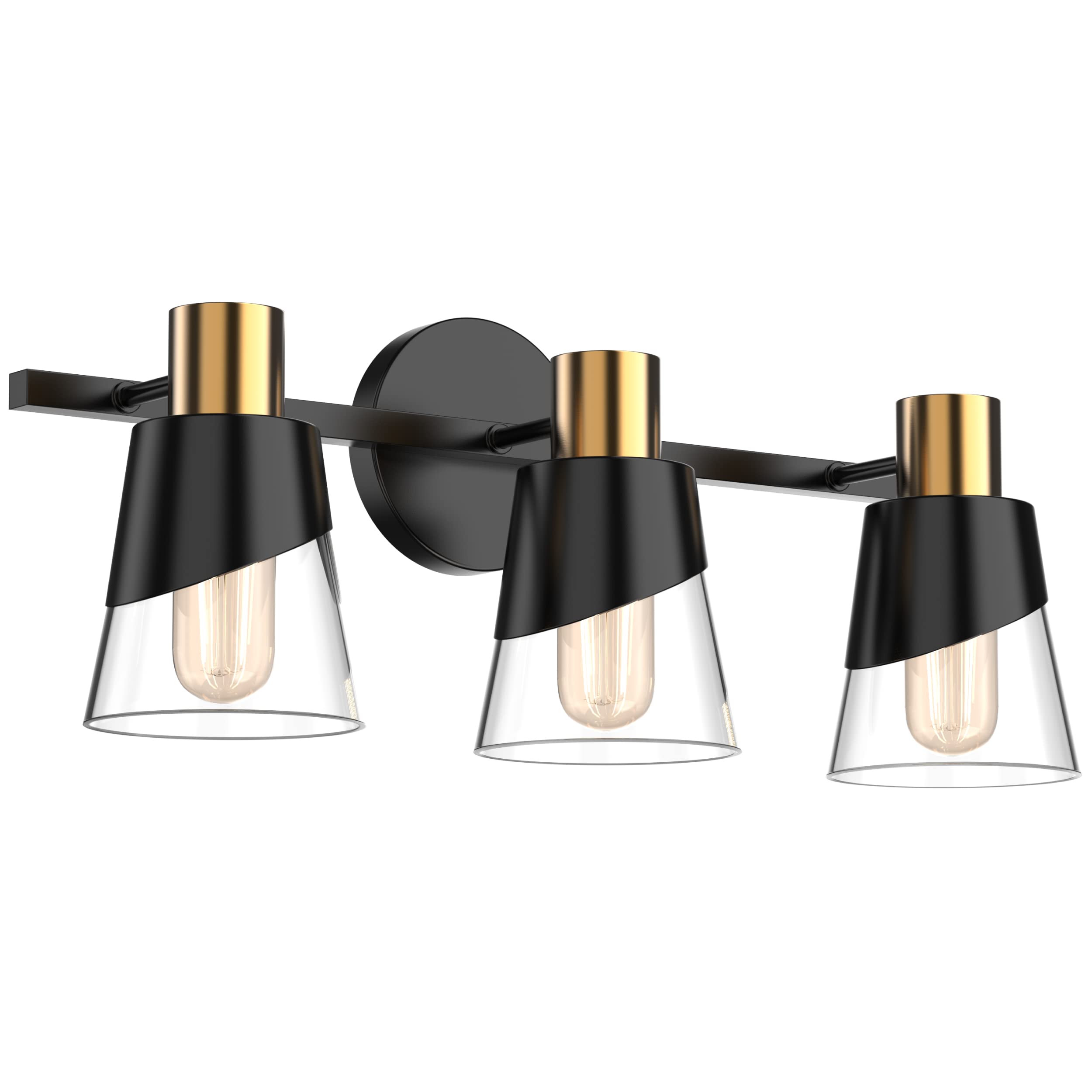 Ursola Bathroom Vanity Light, 3 Lights Bathroom Light Fixtures Over Mirror, 20.47 Inch Bathroom Light Fixtures, Black And Gold D
