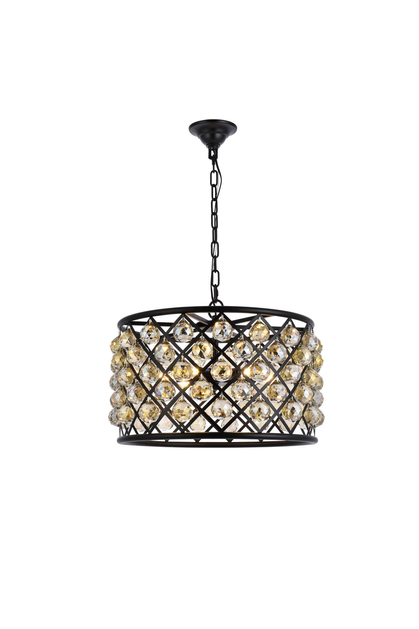Elegant Lighting Madison Collection 6-Light Pendant Lamp with Royal Cut Golden Teak Crystals, Mocha Brown Finish