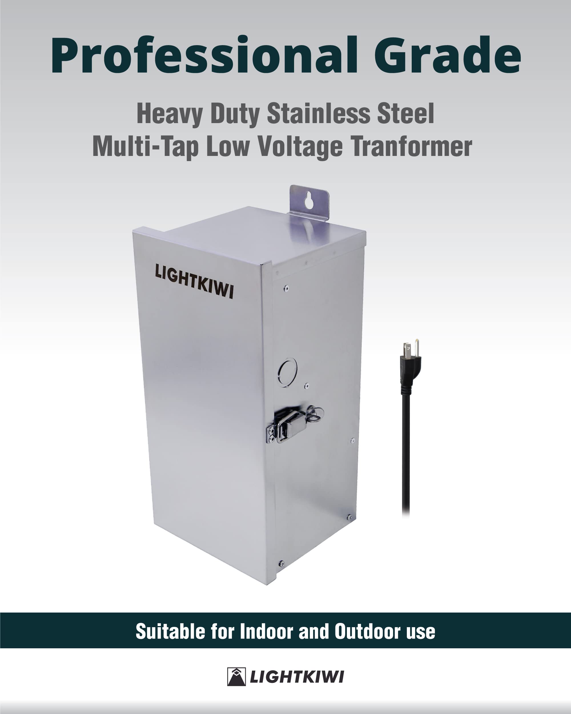 Lightkiwi C6449 150W Outdoor Low Voltage Landscape Lighting Transformer 120V Ac To (12V-13V-14V-15V Ac) Multi-Tap - Weatherproof For Pathway Lights, Spotlight And Pool/Spa Lightings - Etl Listed