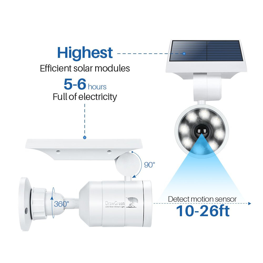 Solar Motion Lights Waterproof Metal Body, 1400-Lumen 9-Watt(130W Equiv.), Solar Powered Flood Security Spotlights For Outside Porch Post Yard Path Deck Fence Wall, 100-Week 100% Free Replacement