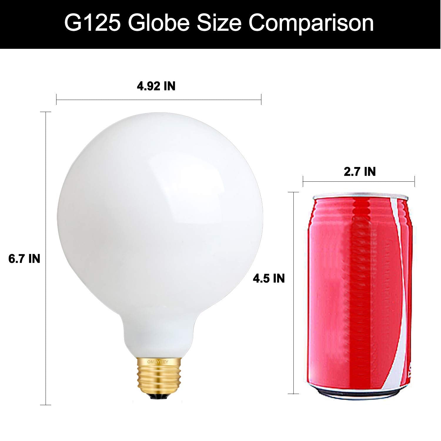 OMAYKEY 15W Dimmable LED Globe Bulb, 100W Equivalent, 1000 Lumens, 3000K Soft White, Vintage Edison G125, E26 Base,