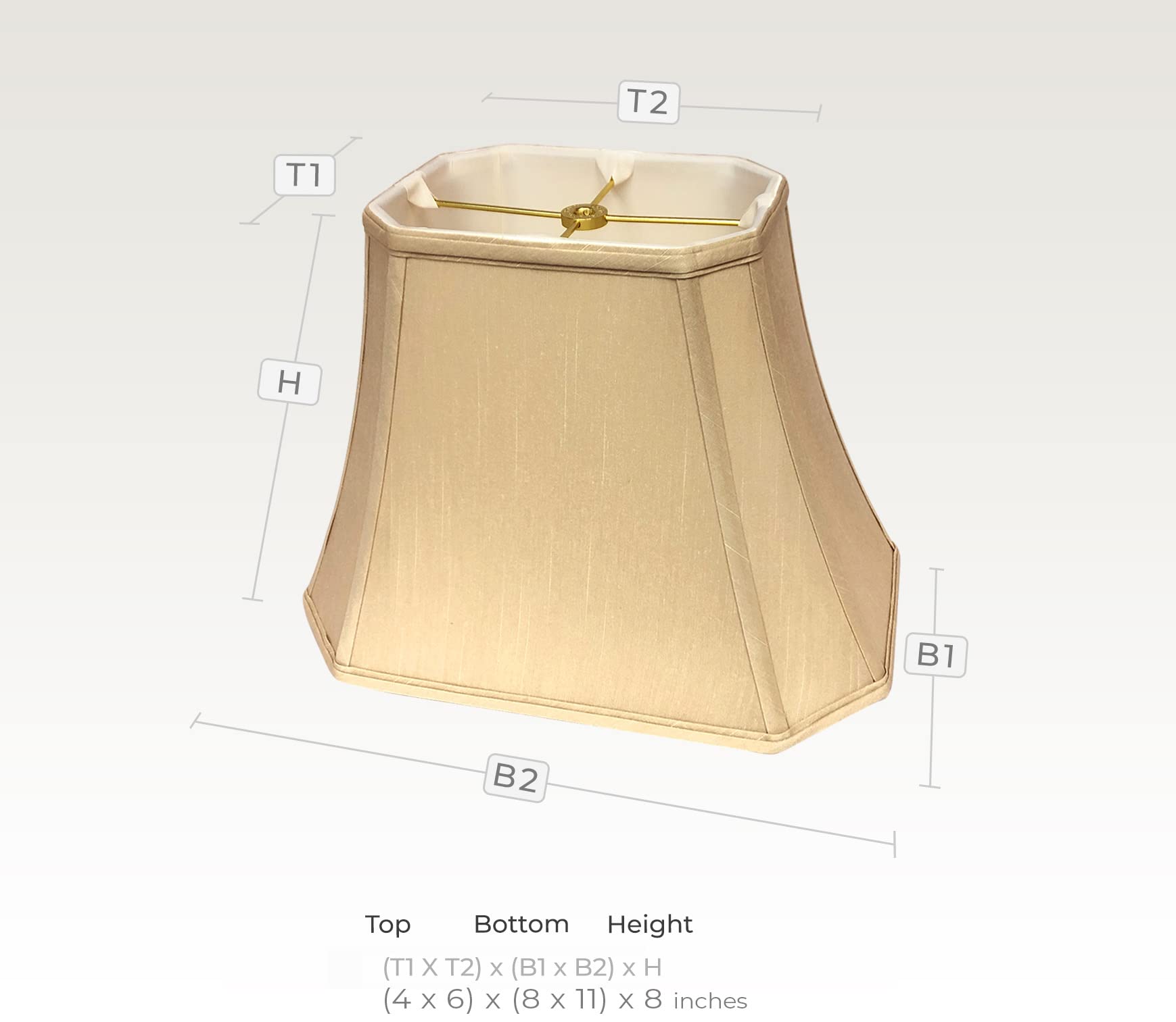 Royal Designs, Inc. Rectangle Cut Corner Lamp Shade, Silk, 6 x 11 x 8, Beige, Model DBS-710-11BG