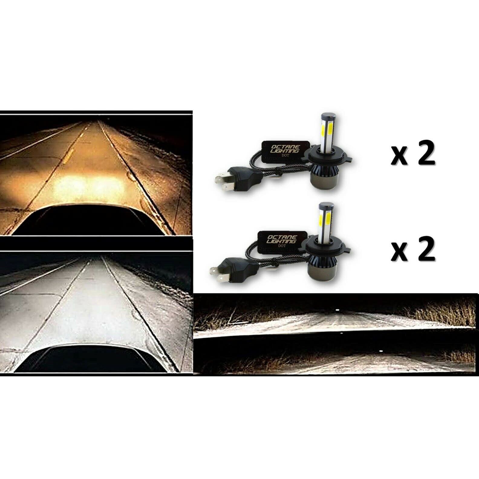 Octane Lighting 5-3/4" OEM Retro Style Glass Metal LED Headlight Set - 4000Lm, White