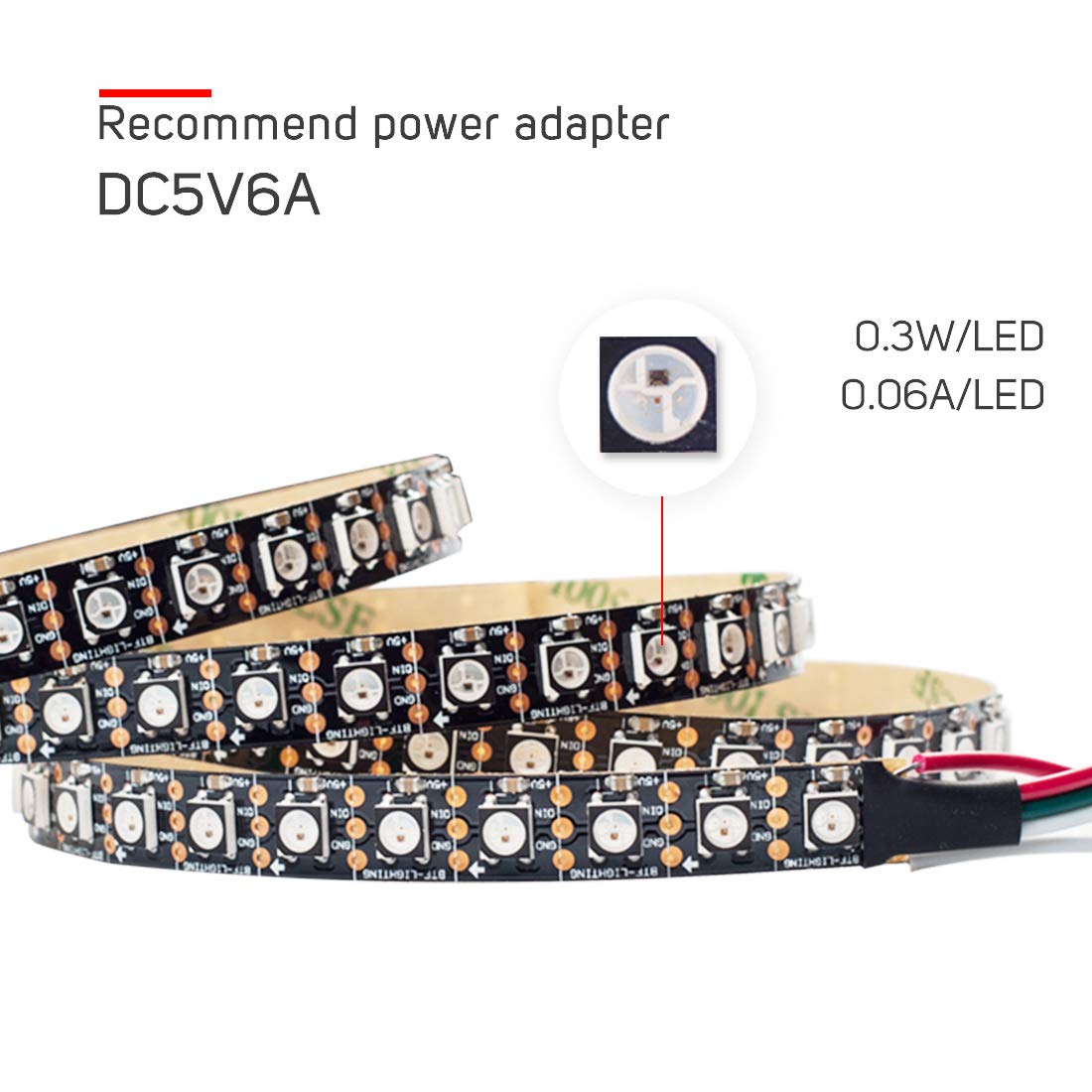 Btf-Lighting Ws2812B Rgb Eco Led Strip, Chasing Effects 5050Smd Individually Addressable 3.3Ft 100 (2X50) Pixels/M Flexible Drea