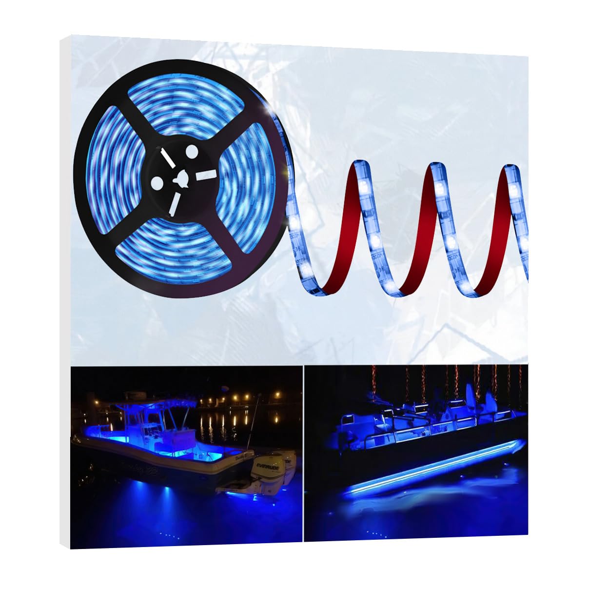 HOKIION Pontoon LED Boat Lights, 12V 20FT Waterproof Strip Light, Blue, Model HK3273TEJFRHD