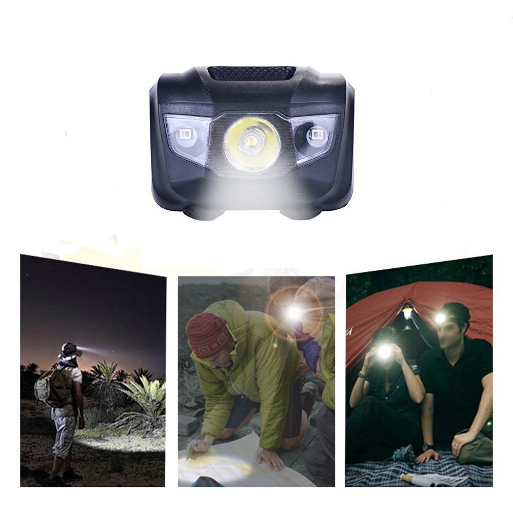 HappyOrange 4-Pack Waterproof LED Headlamp (White and Red Lights), 4 Light Modes Lightweight Headlight for Running, Hiking, Hunt