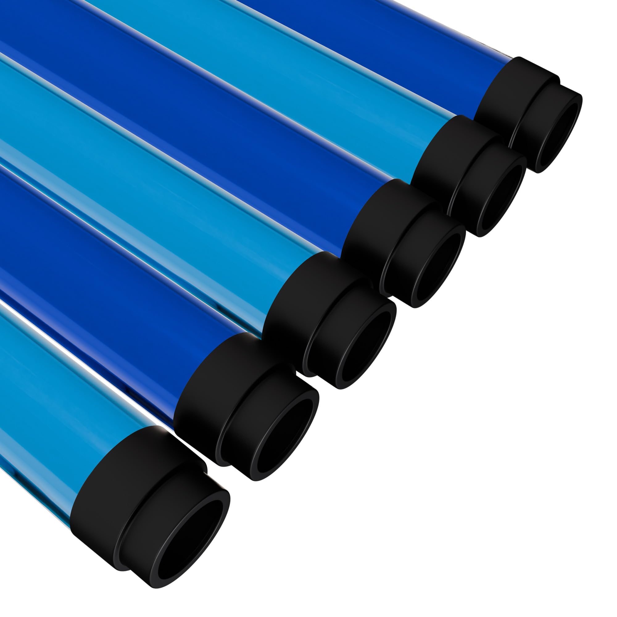 Kastlite T8 Led/Fluorescent Light Tube Guard With End Caps - 46-3/8 Lamp Diffuser Covers & Safety Sleeves  Ocean Color Protective Plastic Bulb Covering & Overhead Lighting Accessory  Pack Of 12