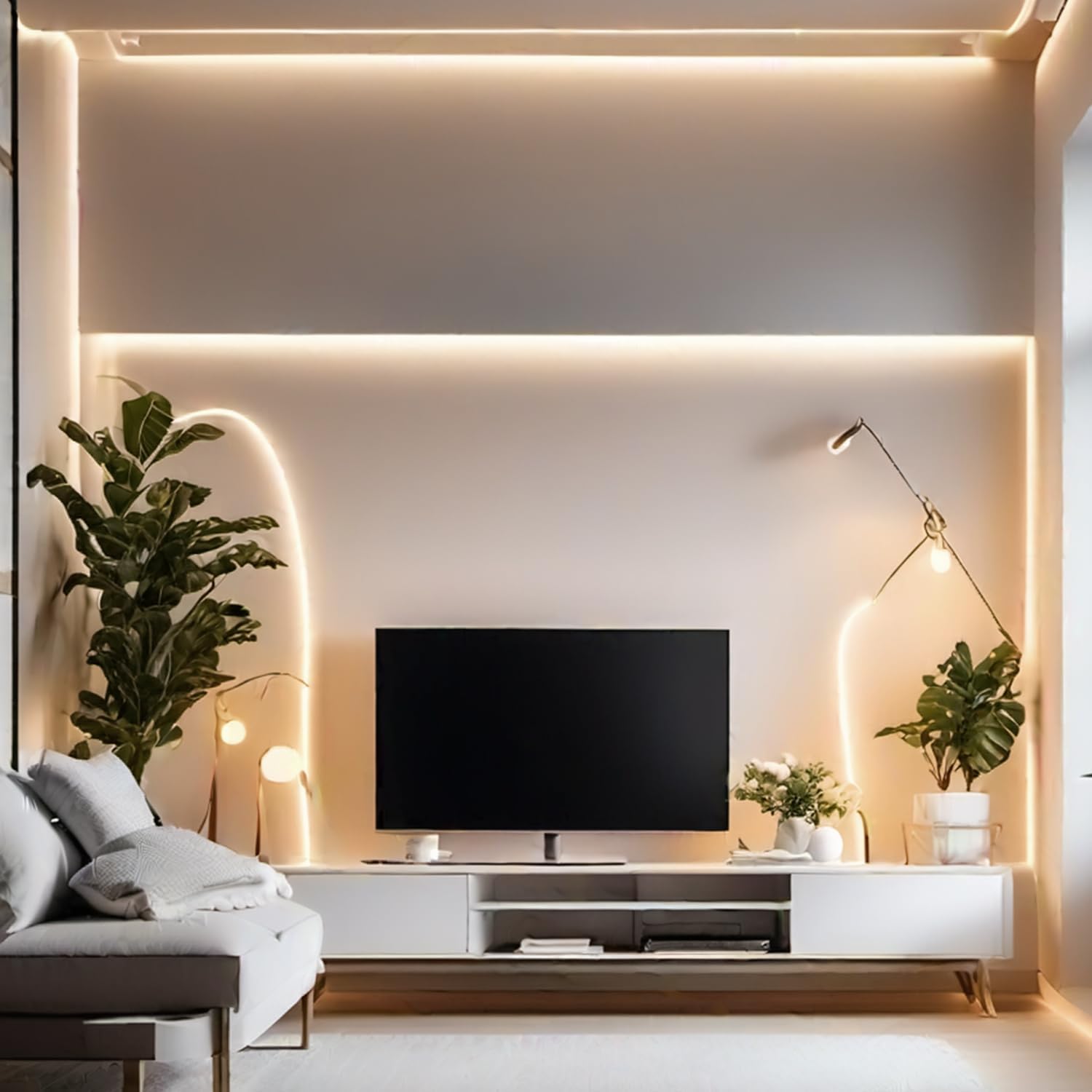 iNextStation 12V LED Strip Lights, 16.4FT Warm White, Waterproof, Dimmable, Cuttable, Flexible Silicone Neon Rope Light