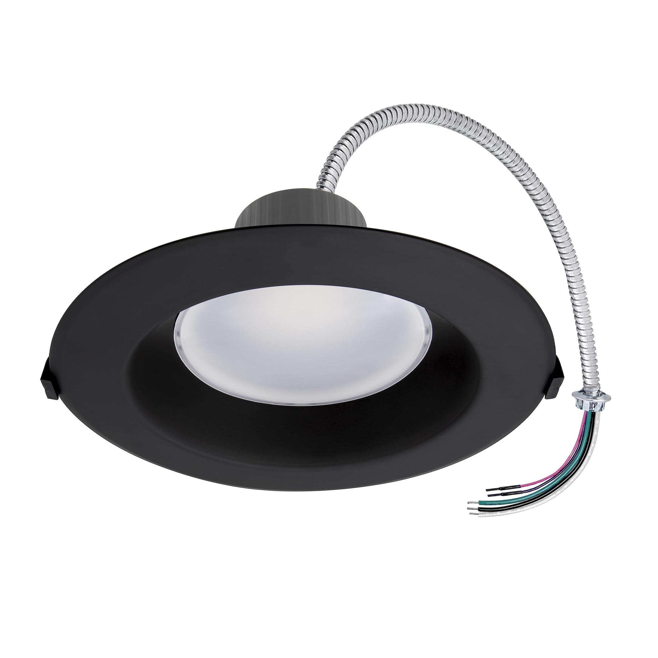 Maxxima 8 in. Recessed Commercial LED Downlight, Selectable Color Temperature/Wattage, Black Trim, Up to 2200 Lumens, ETL Listed