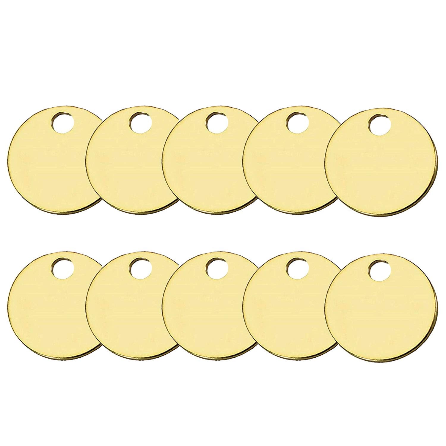 Lucky Line Solid Brass Round Tag - One Hole And 1 Inch Diameter, 10/Pk (2601010)
