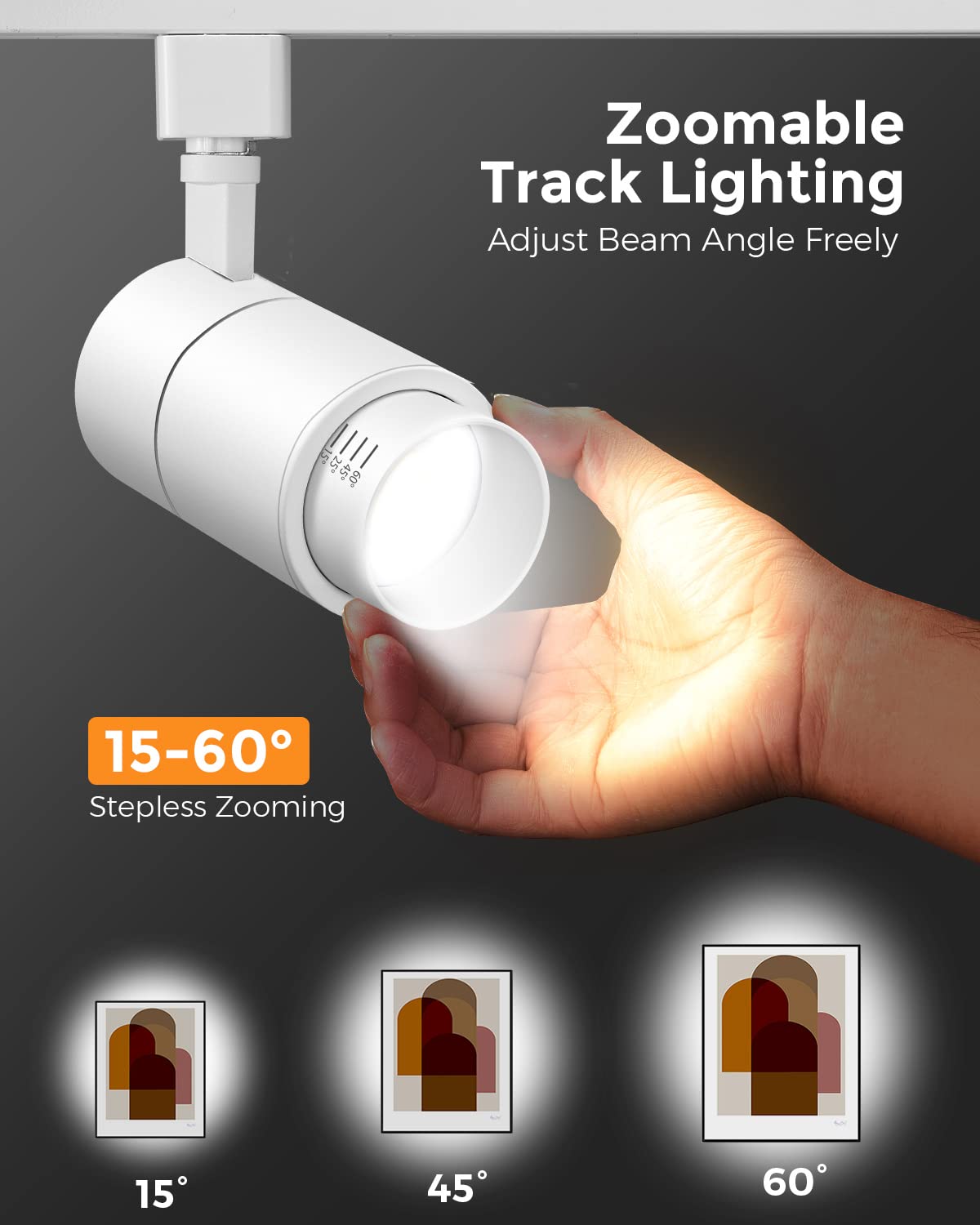 Vanoopee 20W Dimmable Led Track Lighting Heads, 3-Color Adjustable 2000Lm, Cri90